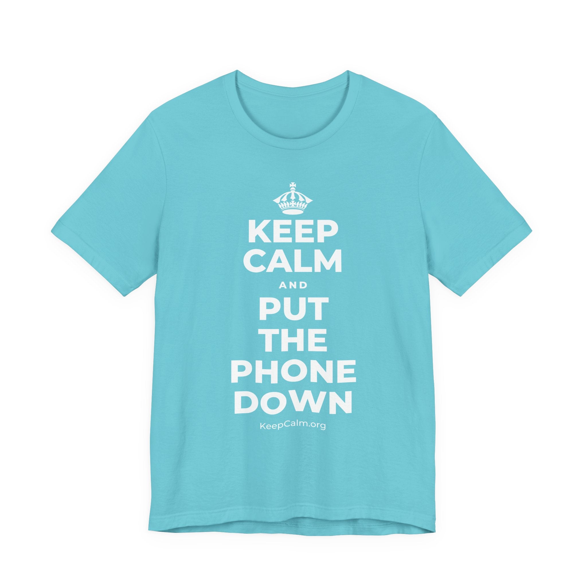 KEEP CALM AND PUT THE PHONE DOWN T-Shirt (Soft Cream–Heather Mauve)