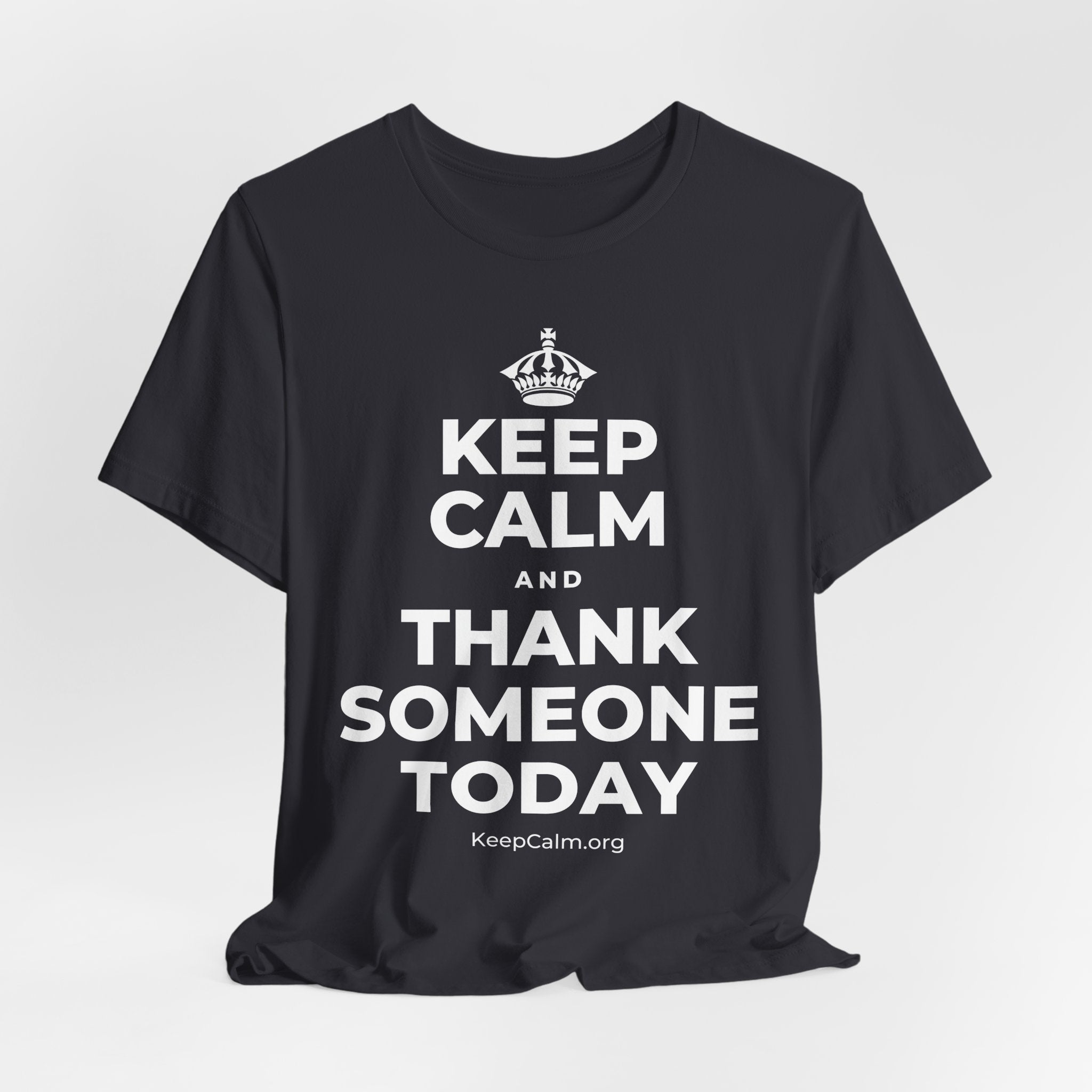KEEP CALM AND THANK SOMEONE TODAY T-Shirt (Baby Blue–Silver)