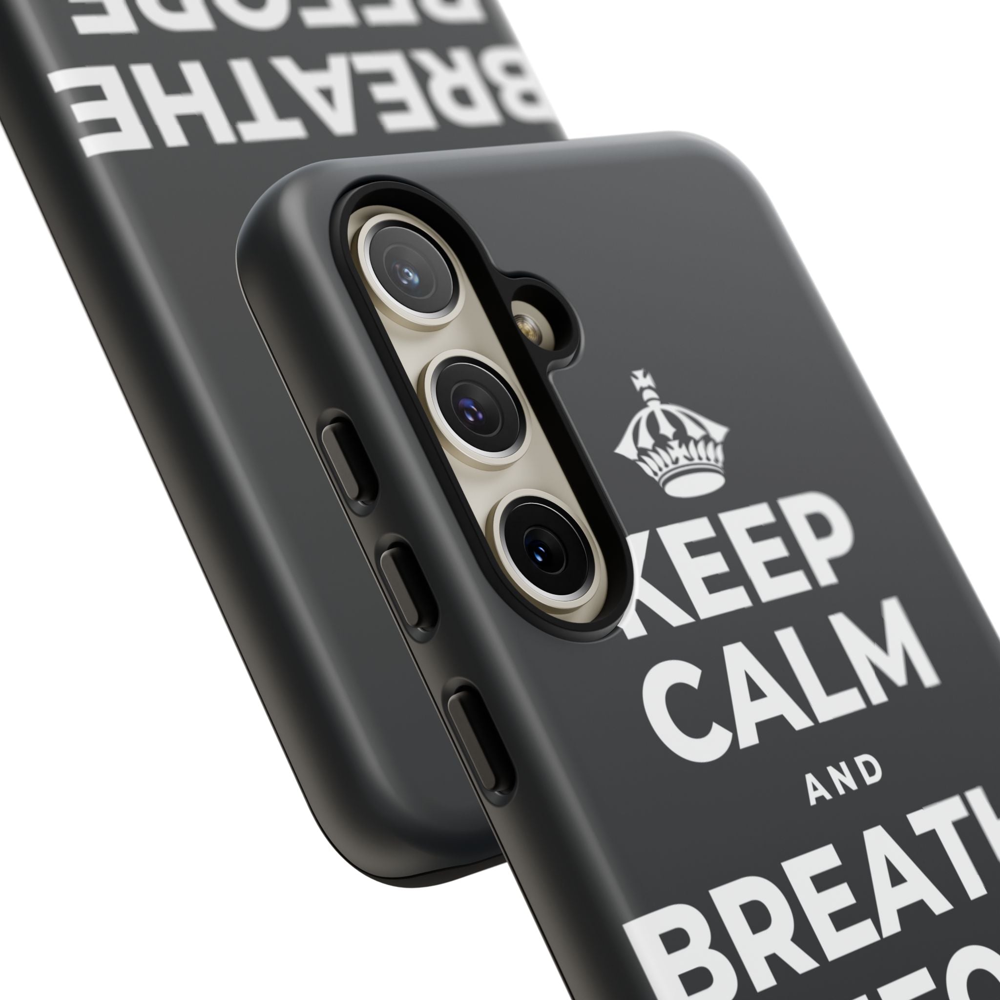 KEEP CALM AND BREATHE BEFORE YOU BEGIN Phone Case (Dark)