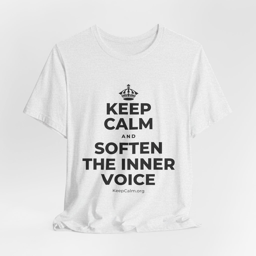 KEEP CALM AND SOFTEN THE INNER VOICE T-Shirt (Soft Cream–Heather Mauve)