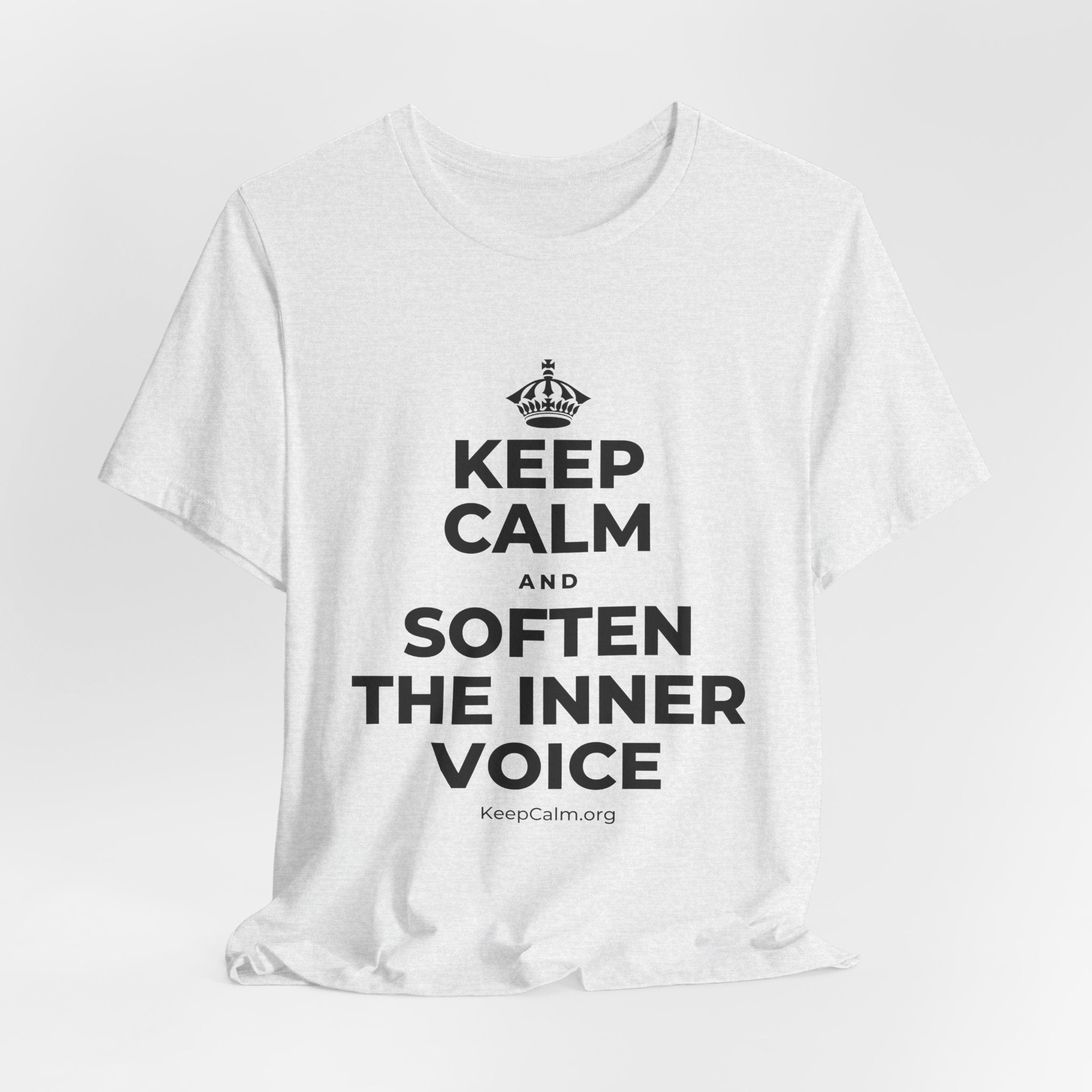 KEEP CALM AND SOFTEN THE INNER VOICE T-Shirt (Soft Cream–Heather Mauve)
