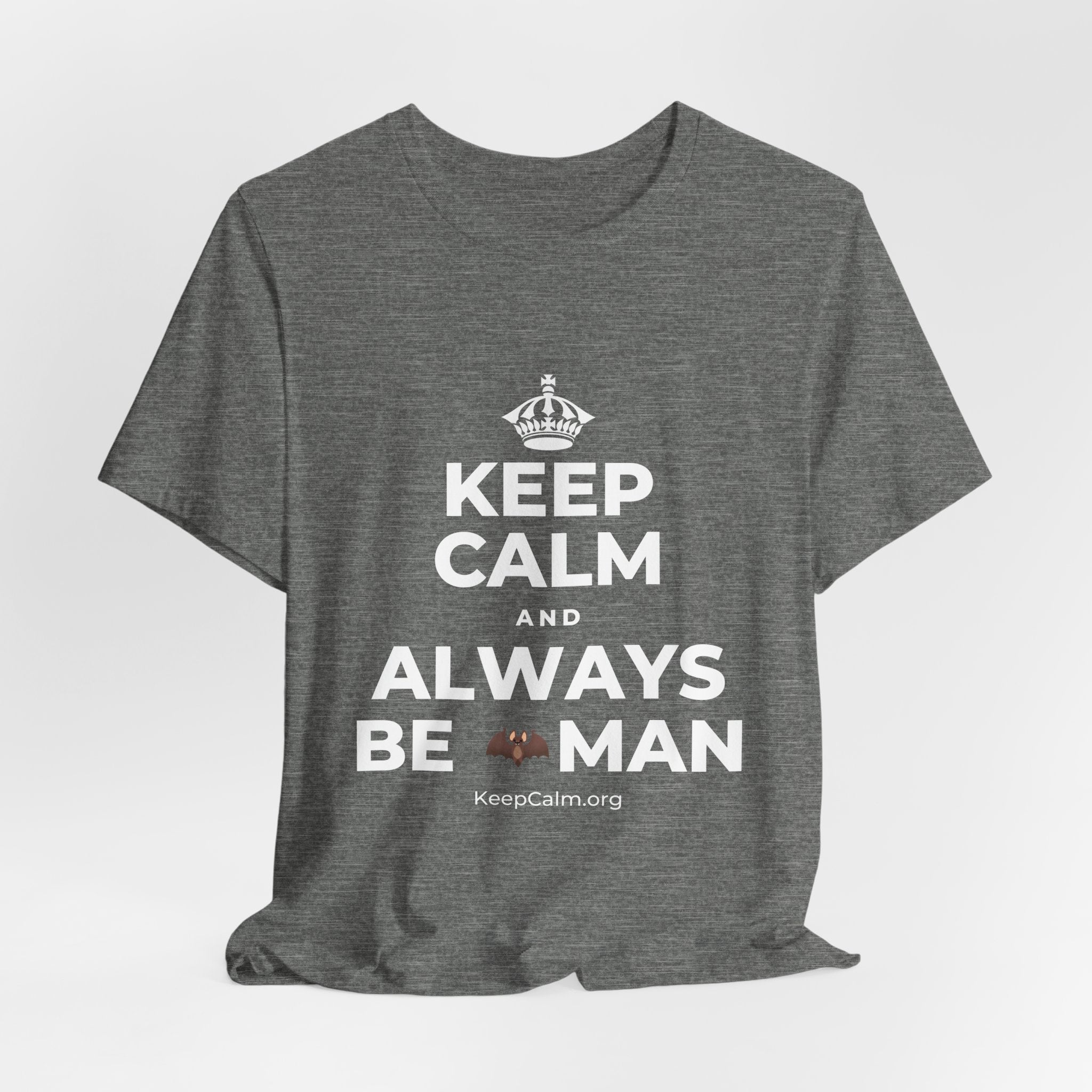 KEEP CALM AND ALWAYS BE 🦇MAN T-Shirt (Baby Blue–Silver)