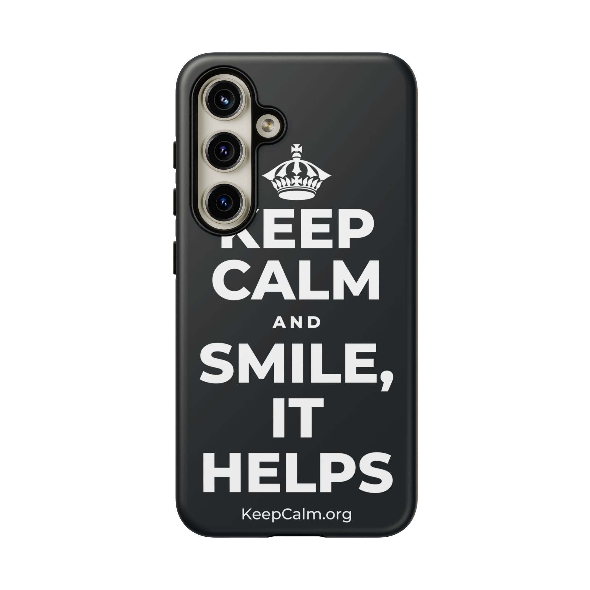 KEEP CALM AND SMILE, IT HELPS Phone Case (Dark)