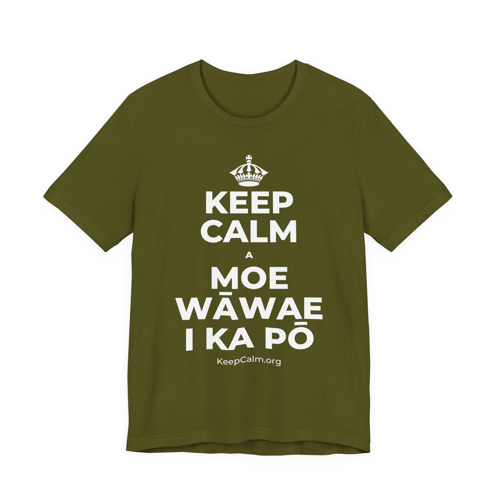 KEEP CALM A MOE WĀWAE I KA PŌ T-Shirt (Baby Blue–Silver)
