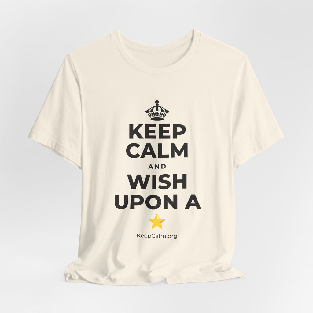 KEEP CALM AND WISH UPON A ⭐ T-Shirt (White–Asphalt)