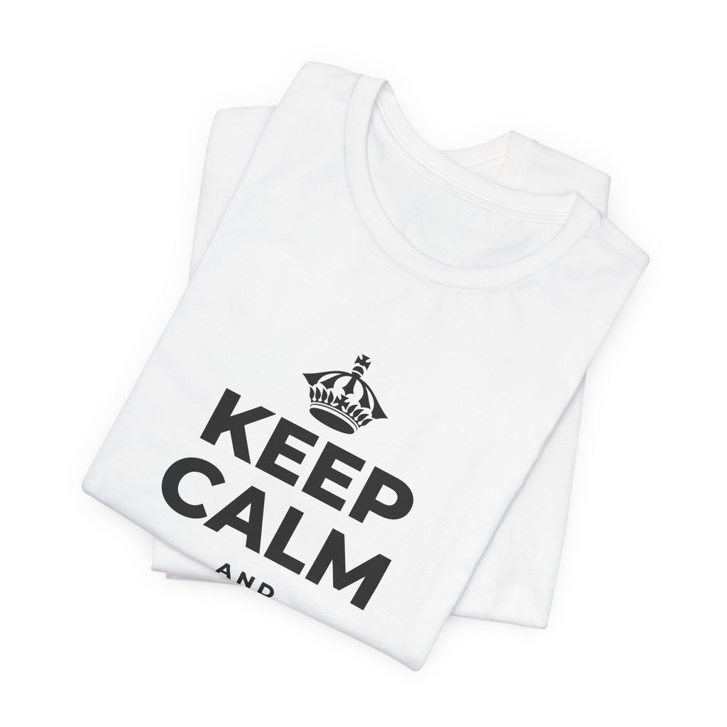 KEEP CALM AND DANCE WITH ME T-Shirt (White–Asphalt)