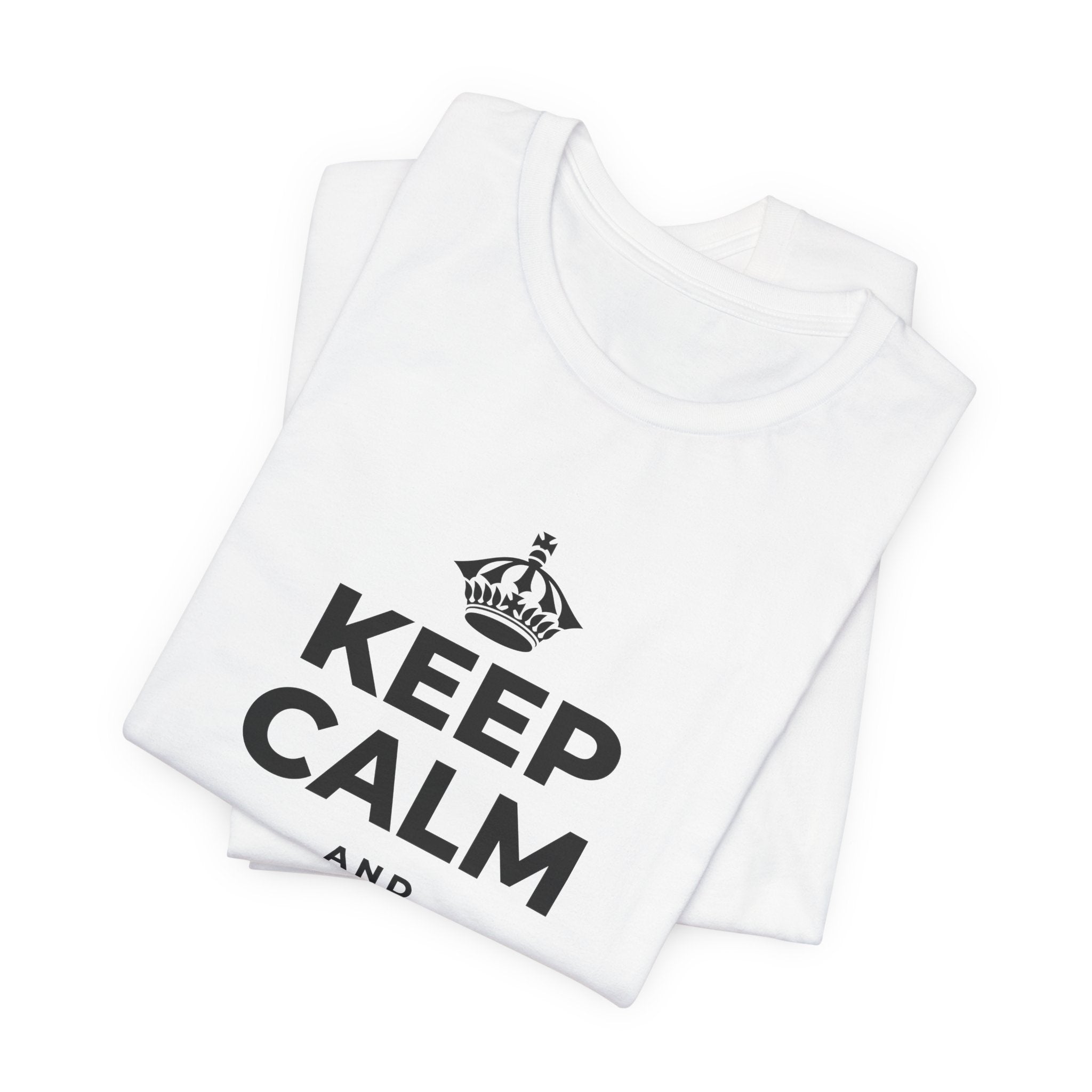 KEEP CALM AND DANCE WITH ME T-Shirt (White–Asphalt)