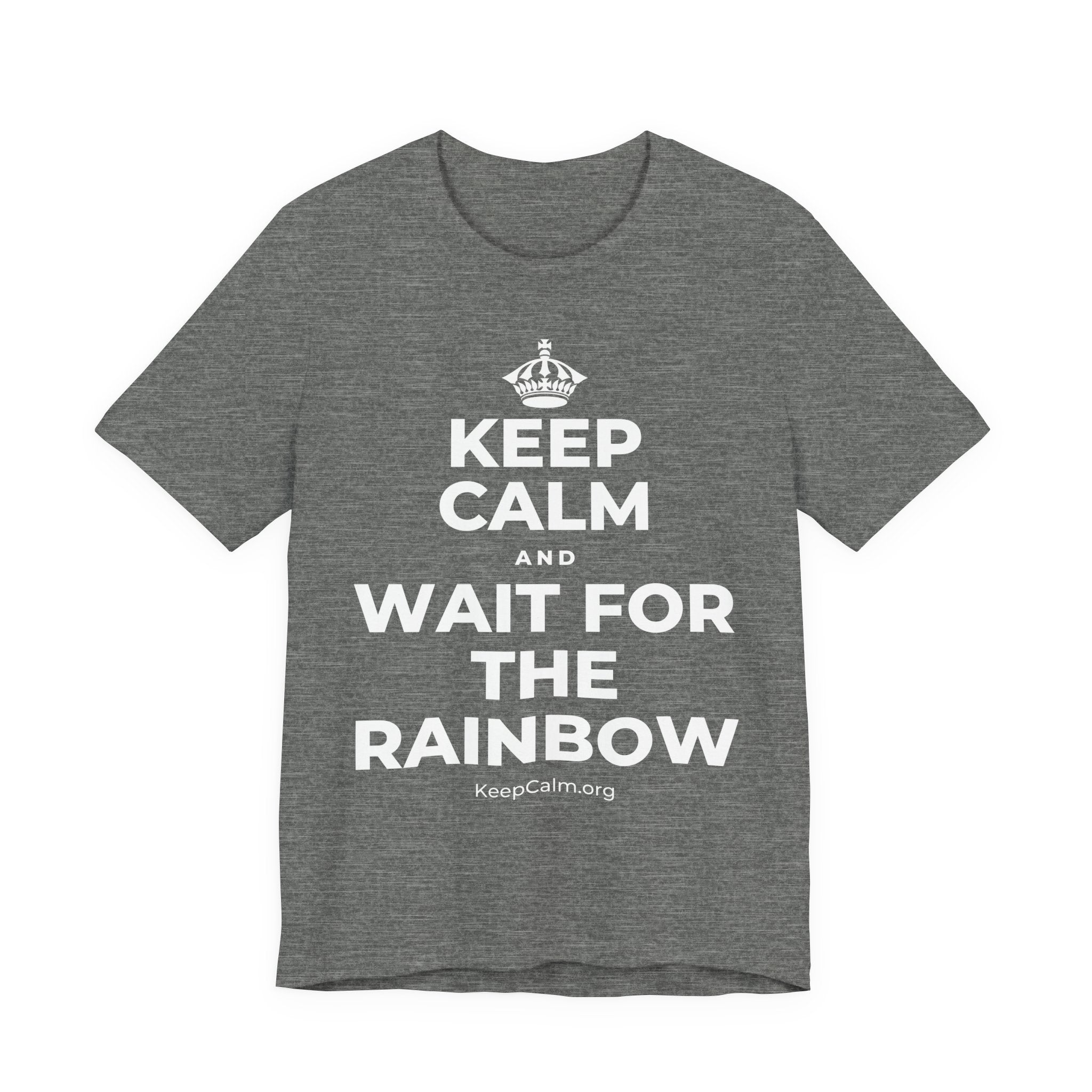 KEEP CALM AND WAIT FOR THE RAINBOW T-Shirt (Baby Blue–Silver)