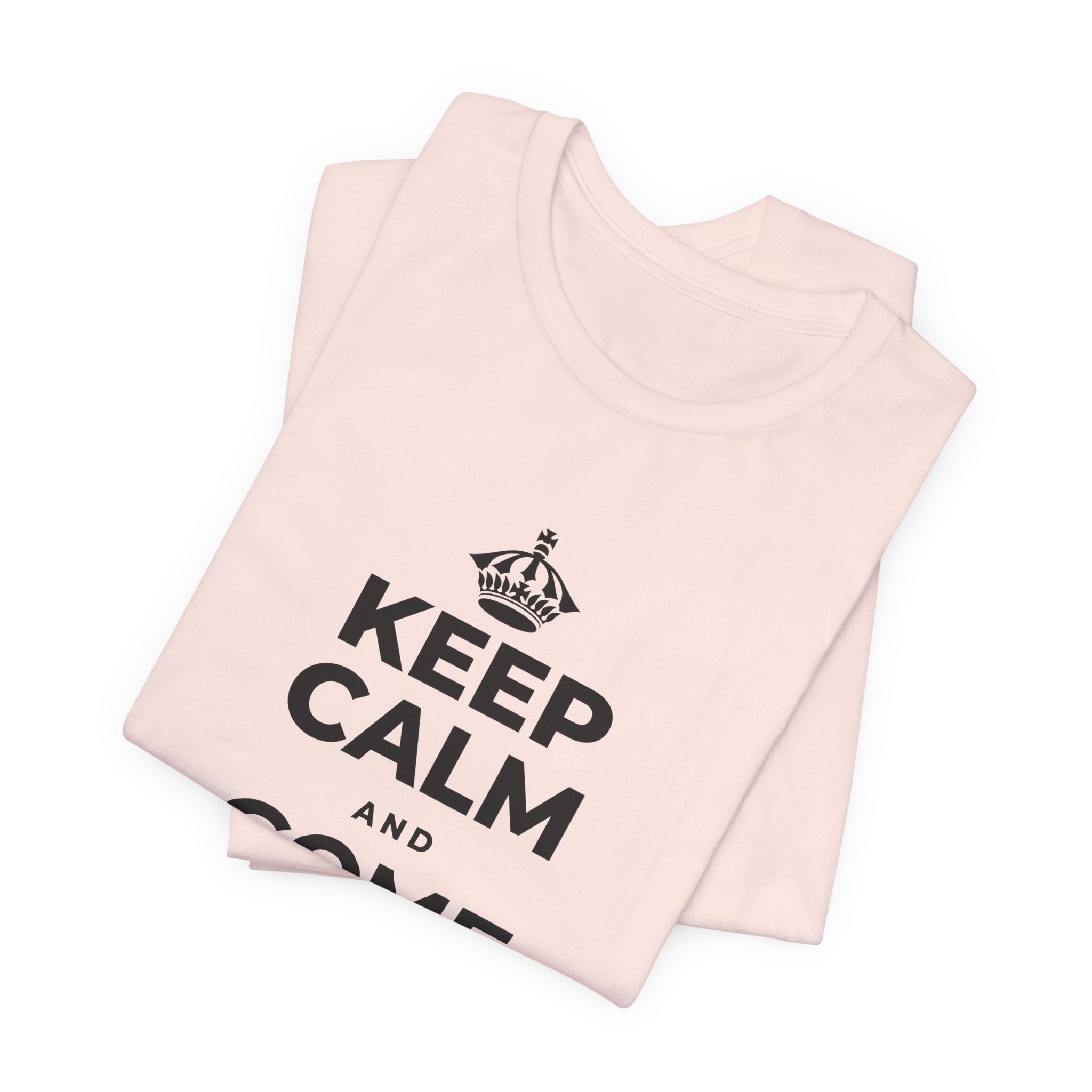 KEEP CALM AND COME HOME TO YOURSELF T-Shirt (Soft Cream–Heather Mauve)