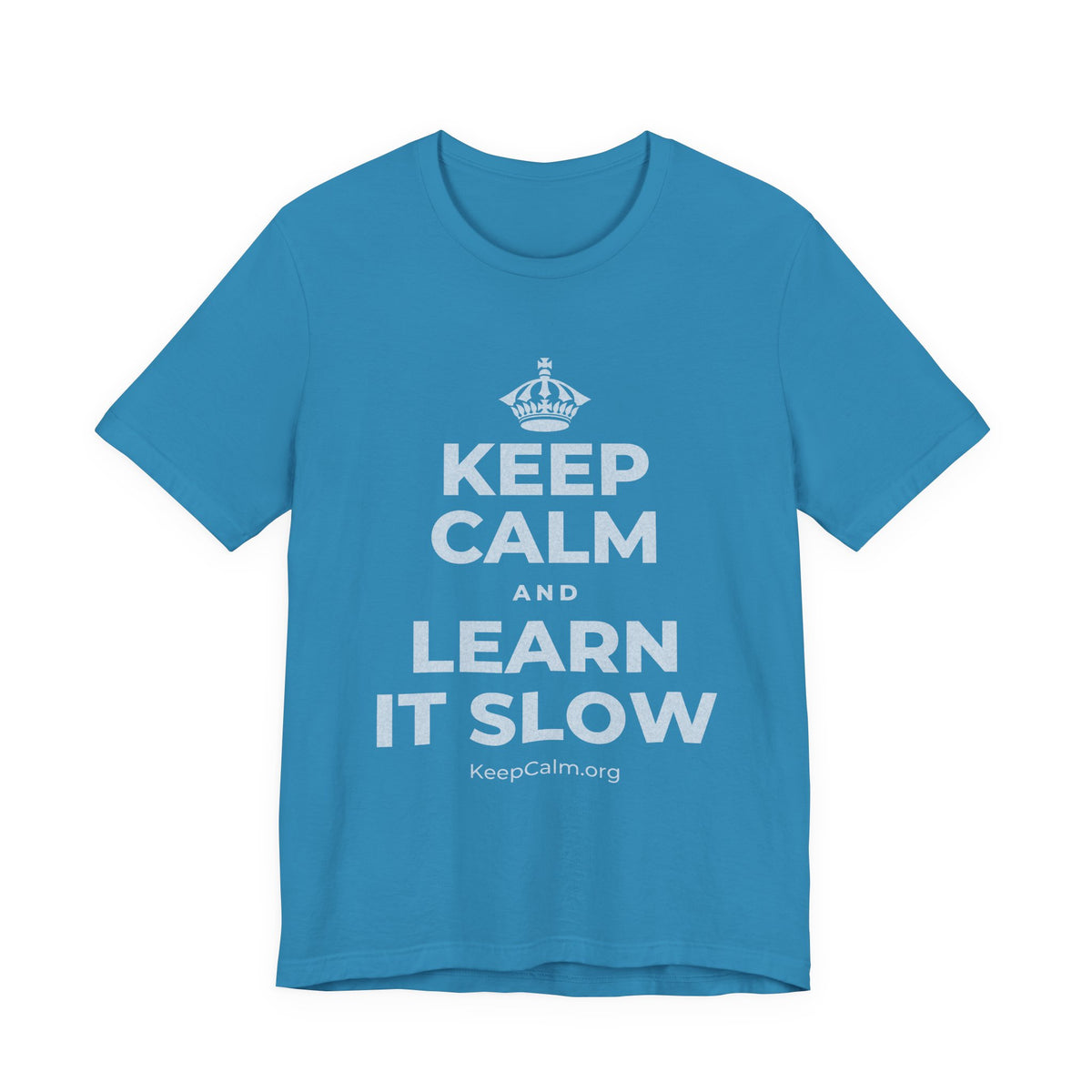 KEEP CALM AND LEARN IT SLOW T-Shirt (White–Asphalt)