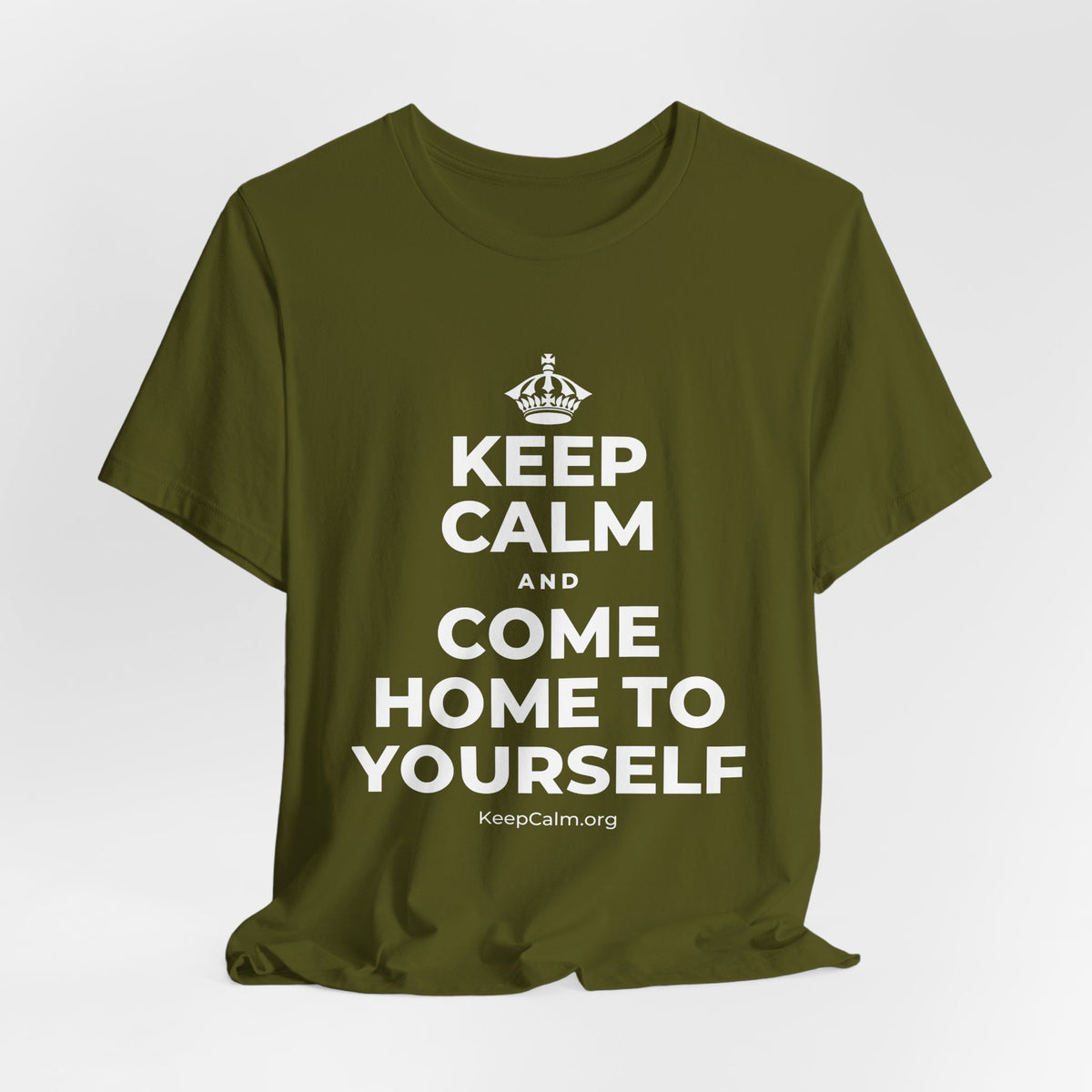 KEEP CALM AND COME HOME TO YOURSELF T-Shirt (Baby Blue–Silver)