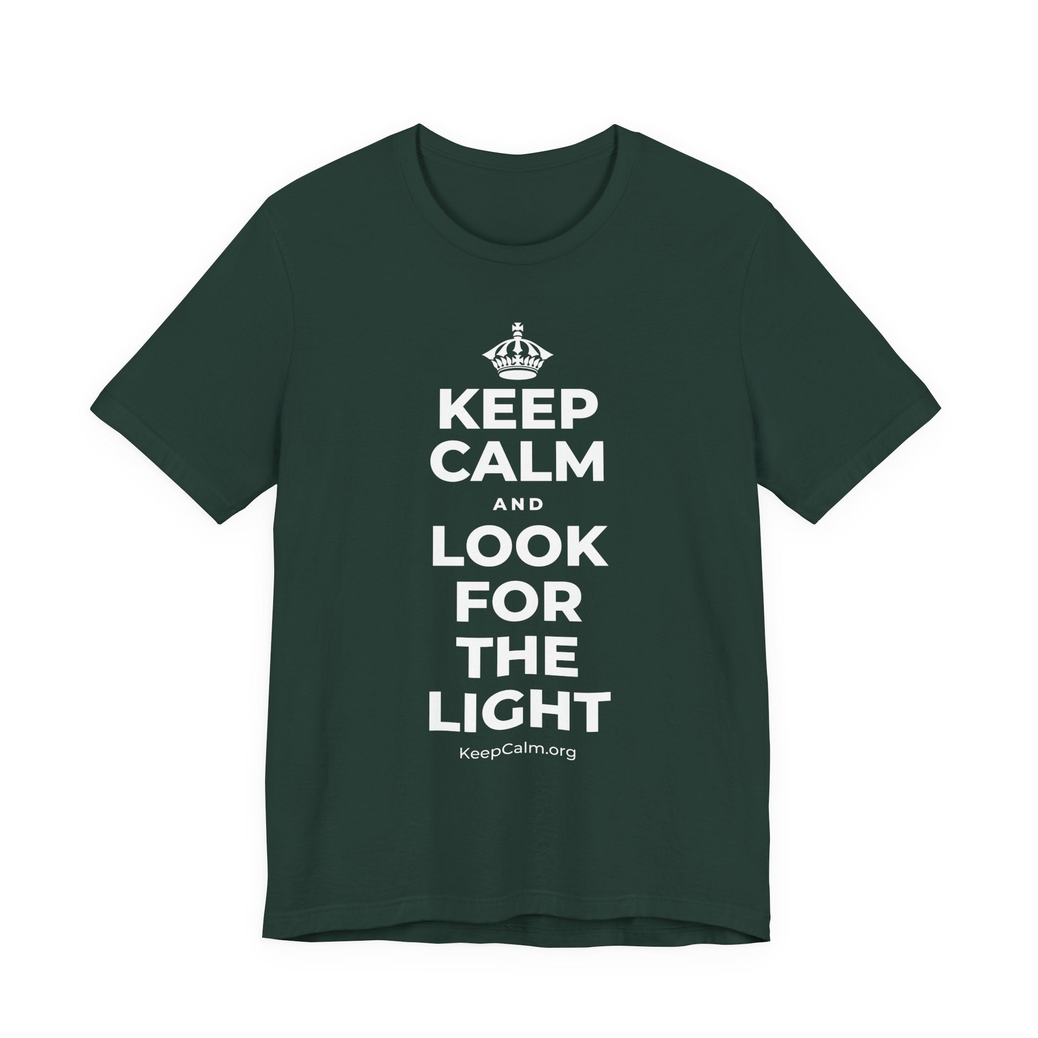 KEEP CALM AND LOOK FOR THE LIGHT T-Shirt (White–Asphalt)