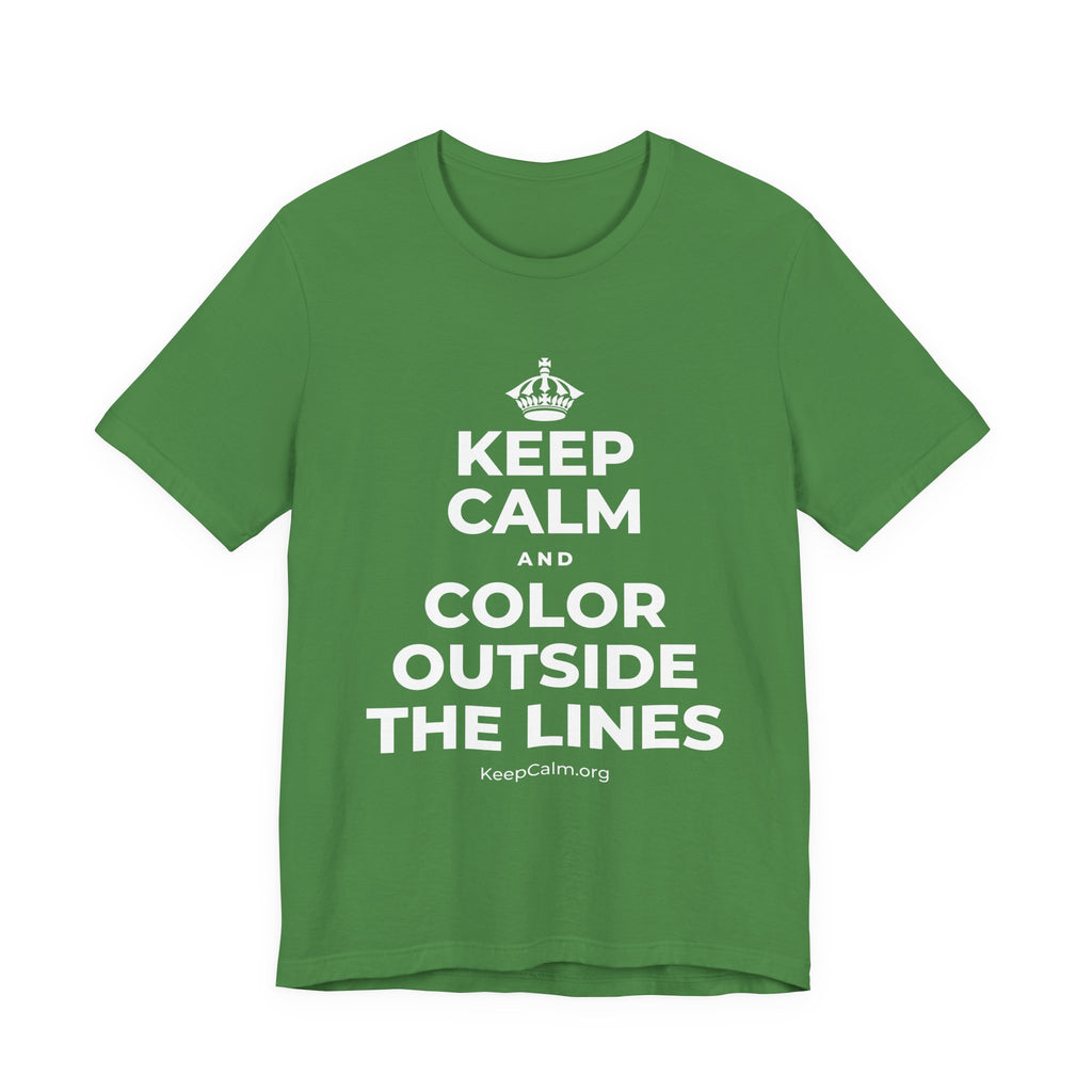 KEEP CALM AND COLOR OUTSIDE THE LINES T-Shirt (Baby Blue–Silver)