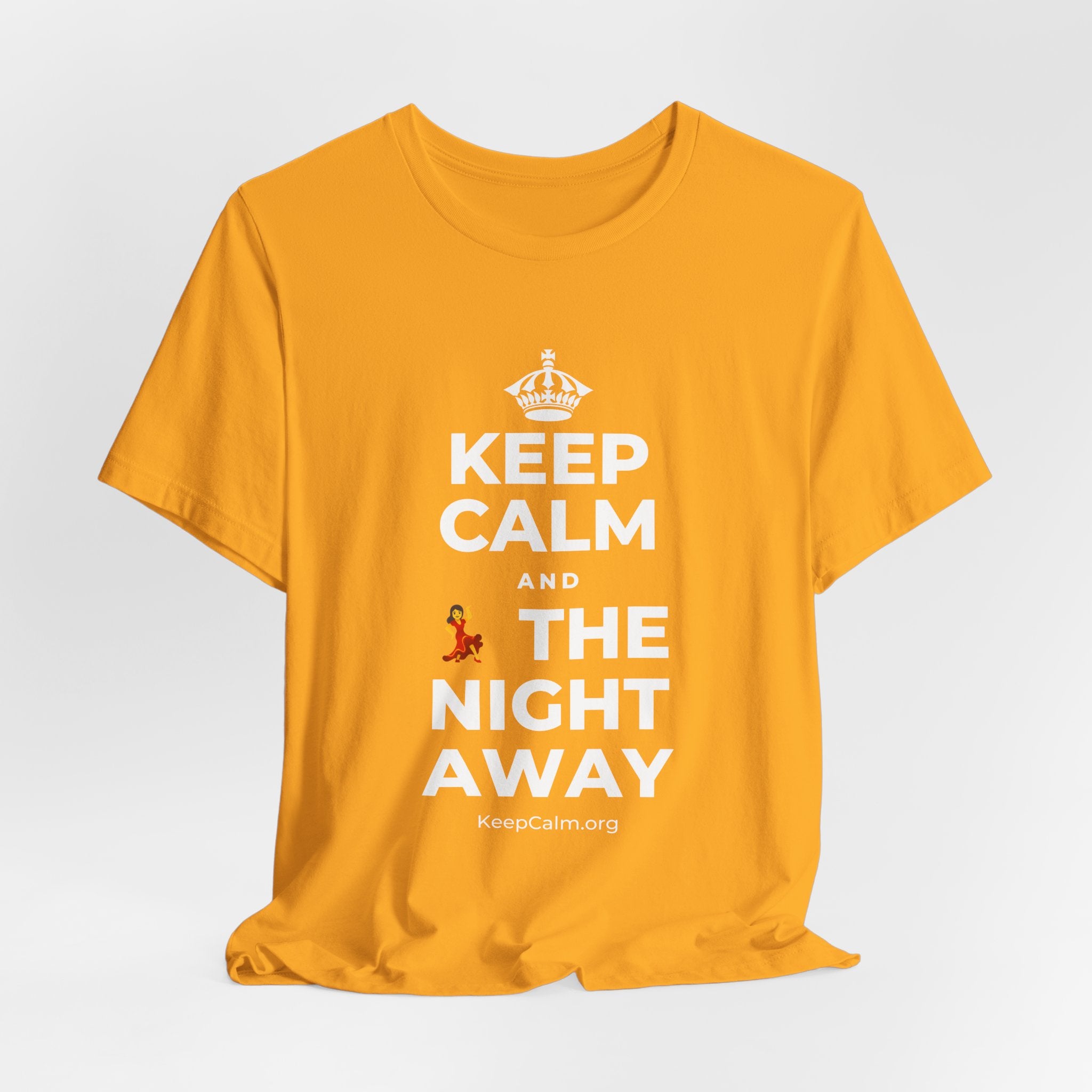 KEEP CALM AND 💃 THE NIGHT AWAY T-Shirt (Baby Blue–Silver)
