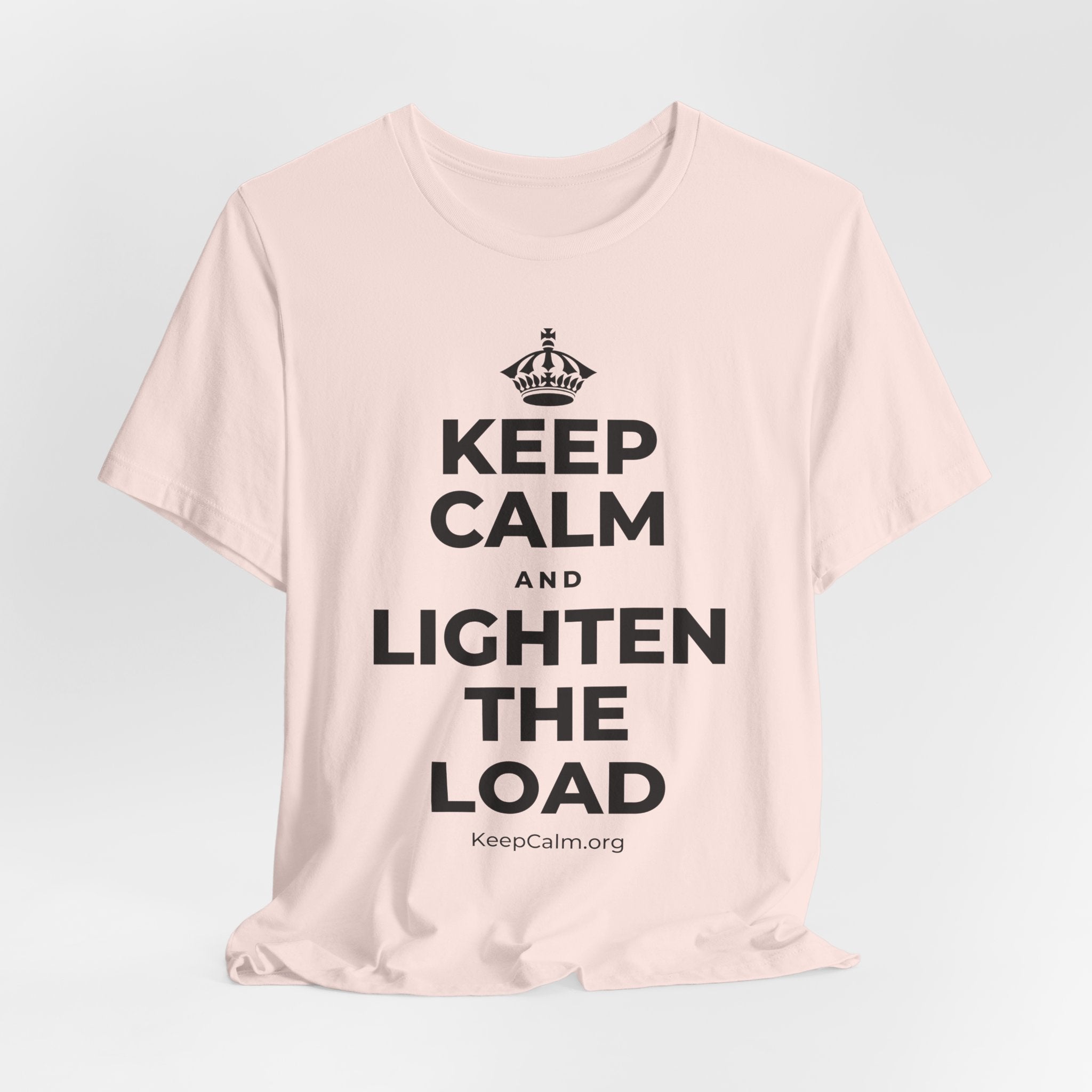 KEEP CALM AND LIGHTEN THE LOAD T-Shirt (Soft Cream–Heather Mauve)