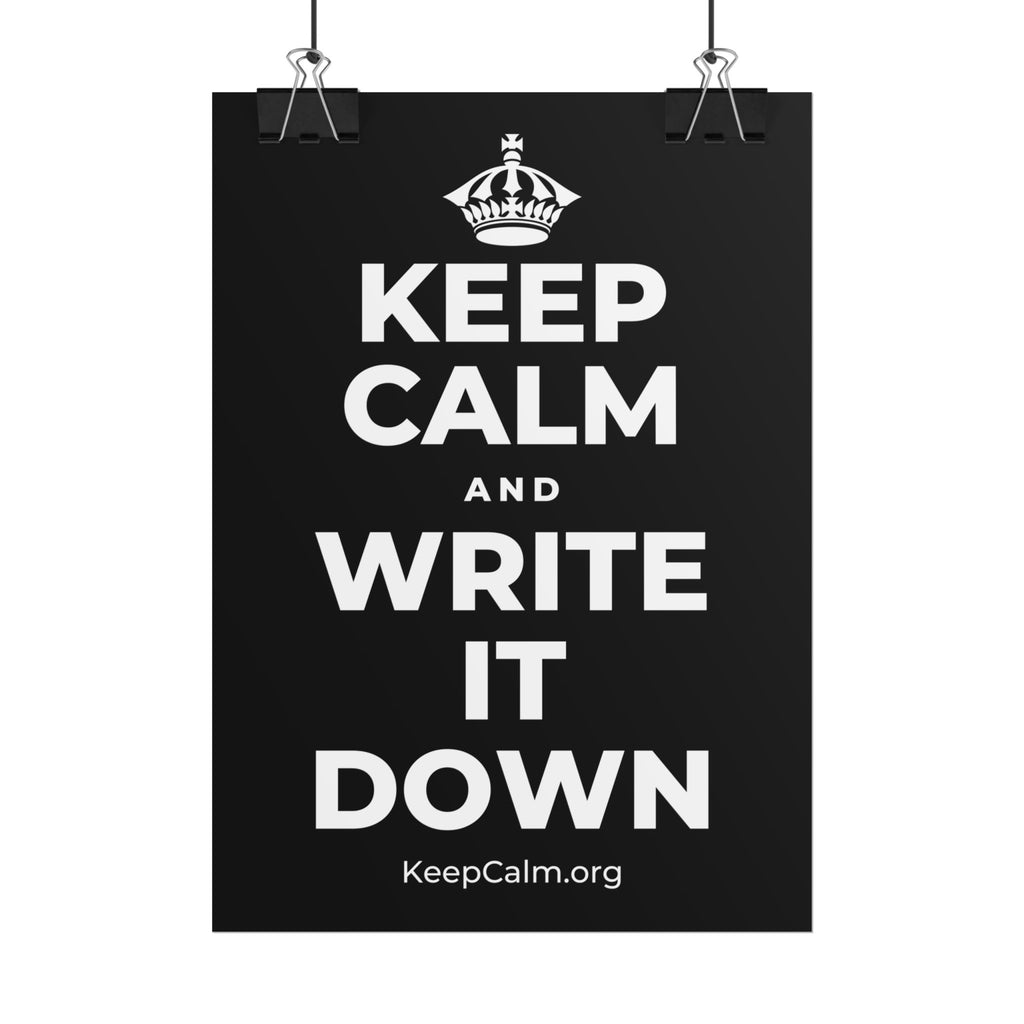 KEEP CALM AND WRITE IT DOWN Poster