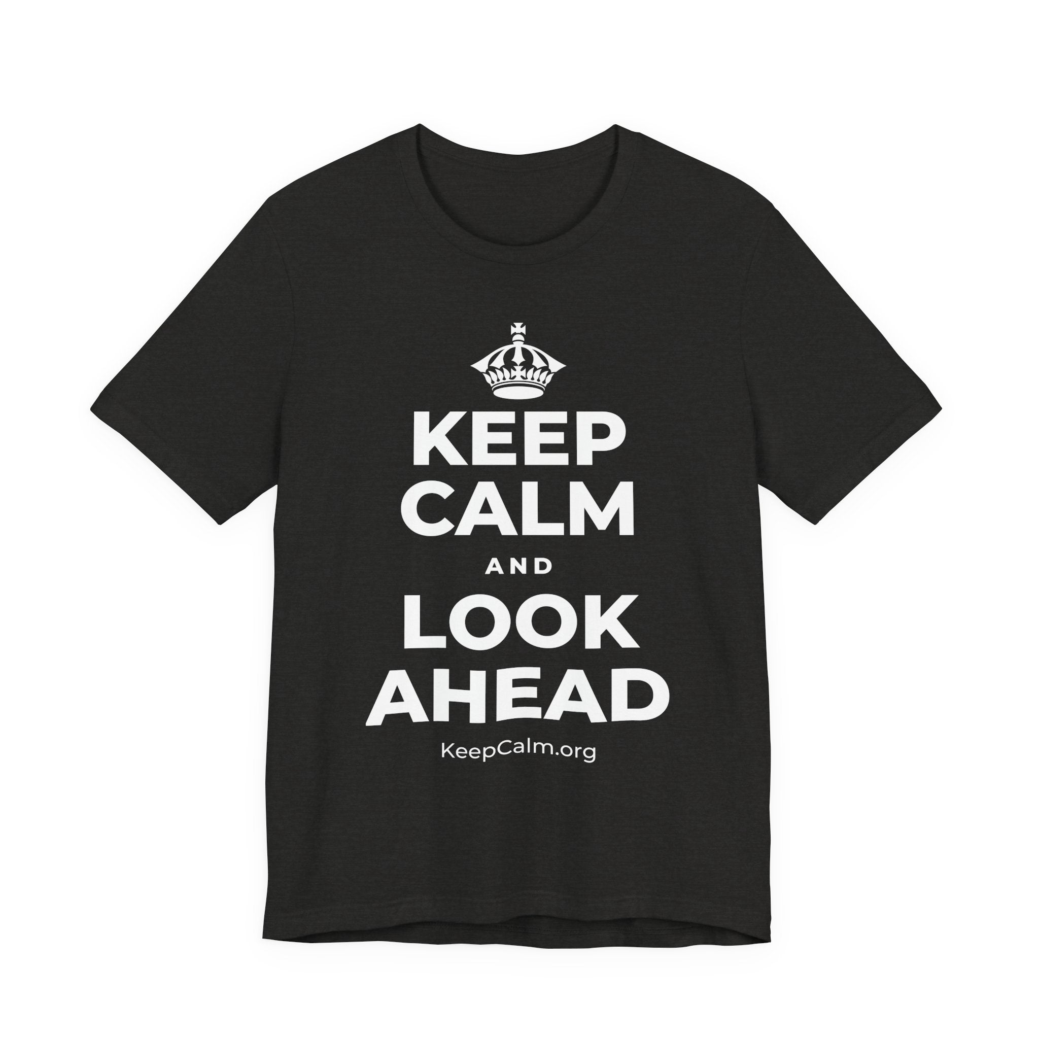 KEEP CALM AND LOOK AHEAD T-Shirt (Soft Cream–Heather Mauve)