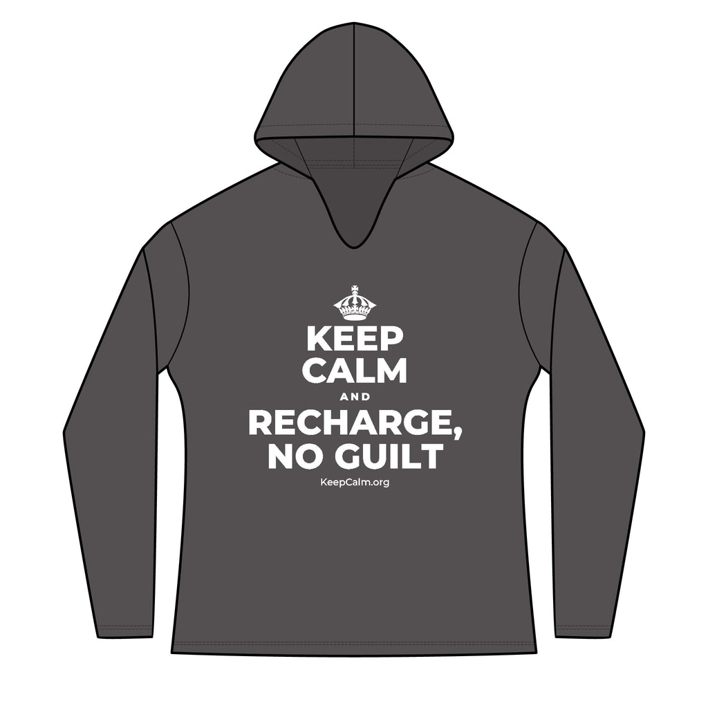 KEEP CALM AND RECHARGE, NO GUILT Women's Long Sleeve Hoodie