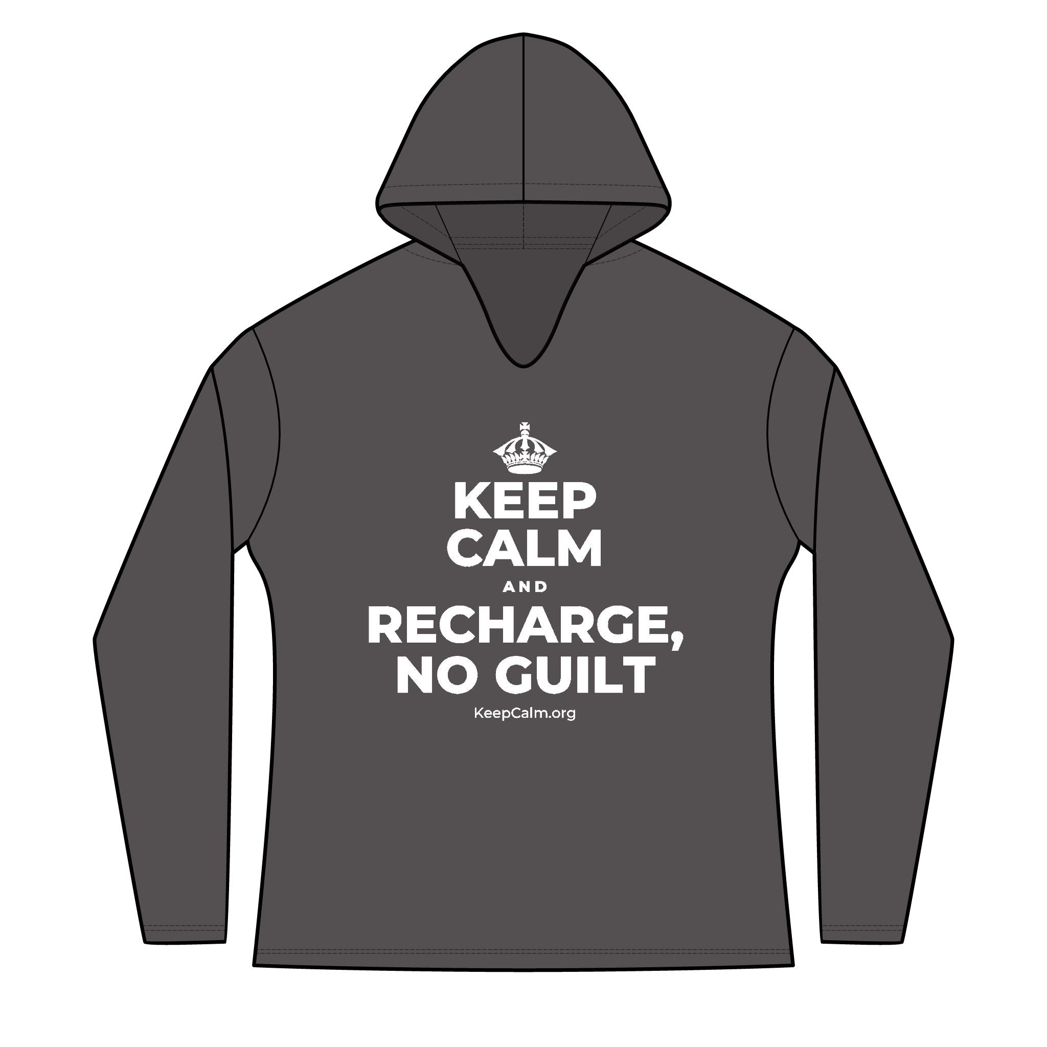 KEEP CALM AND RECHARGE, NO GUILT Women's Long Sleeve Hoodie