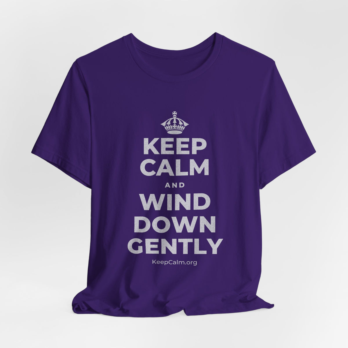 KEEP CALM AND WIND DOWN GENTLY T-Shirt (Soft Cream–Heather Mauve)