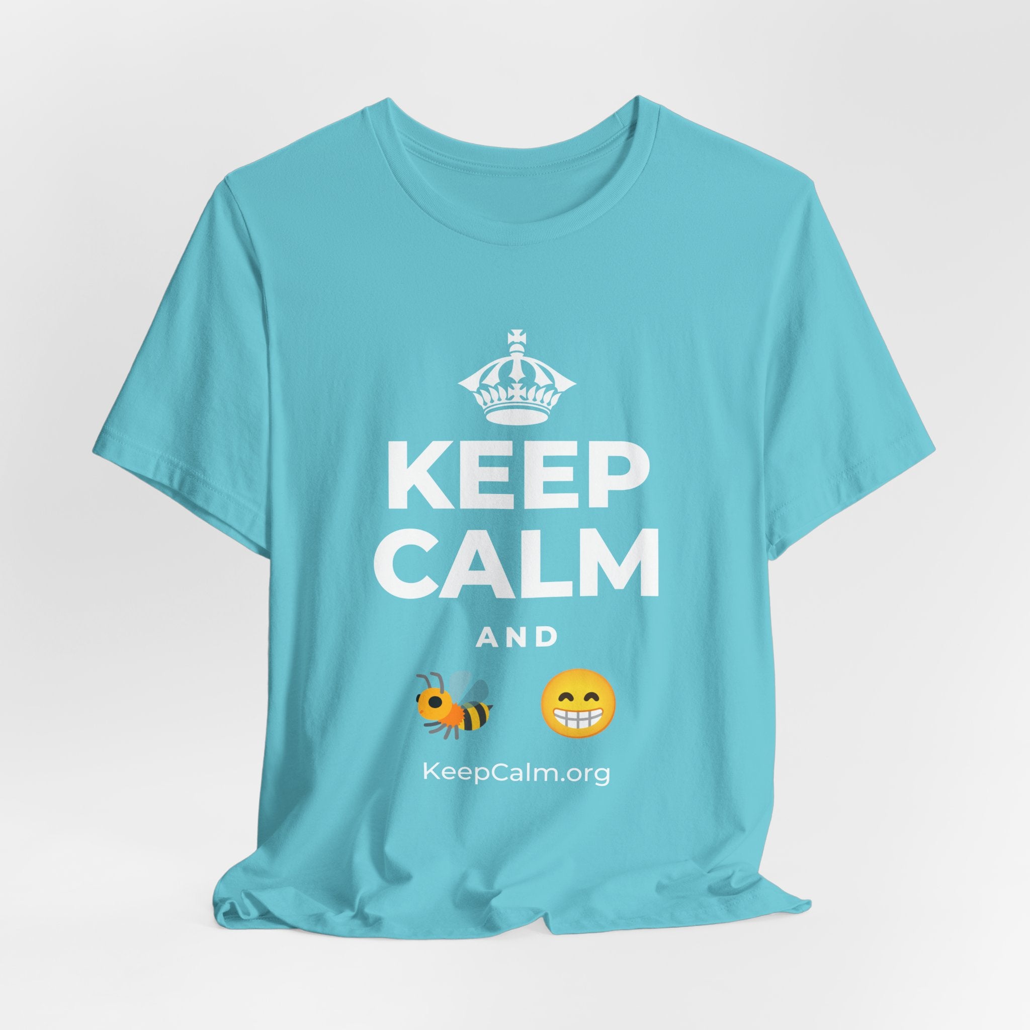 KEEP CALM AND BEE HAPPY T-Shirt (Soft Cream–Heather Mauve)
