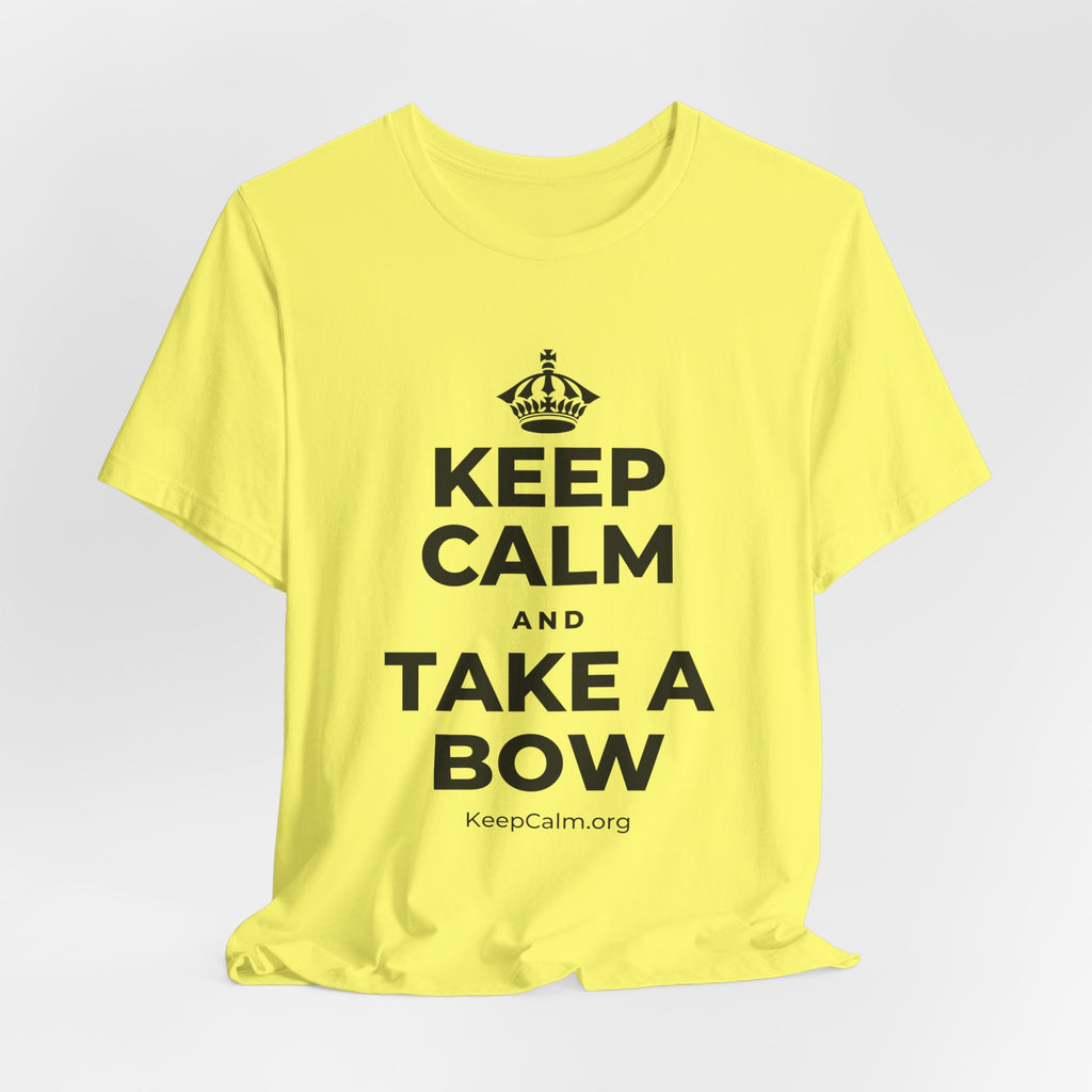 KEEP CALM AND TAKE A BOW T-Shirt (Soft Cream–Heather Mauve)