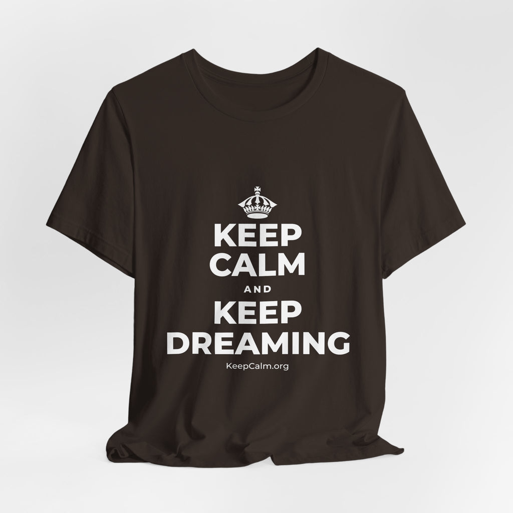 KEEP CALM AND KEEP DREAMING T-Shirt (Soft Cream–Heather Mauve)