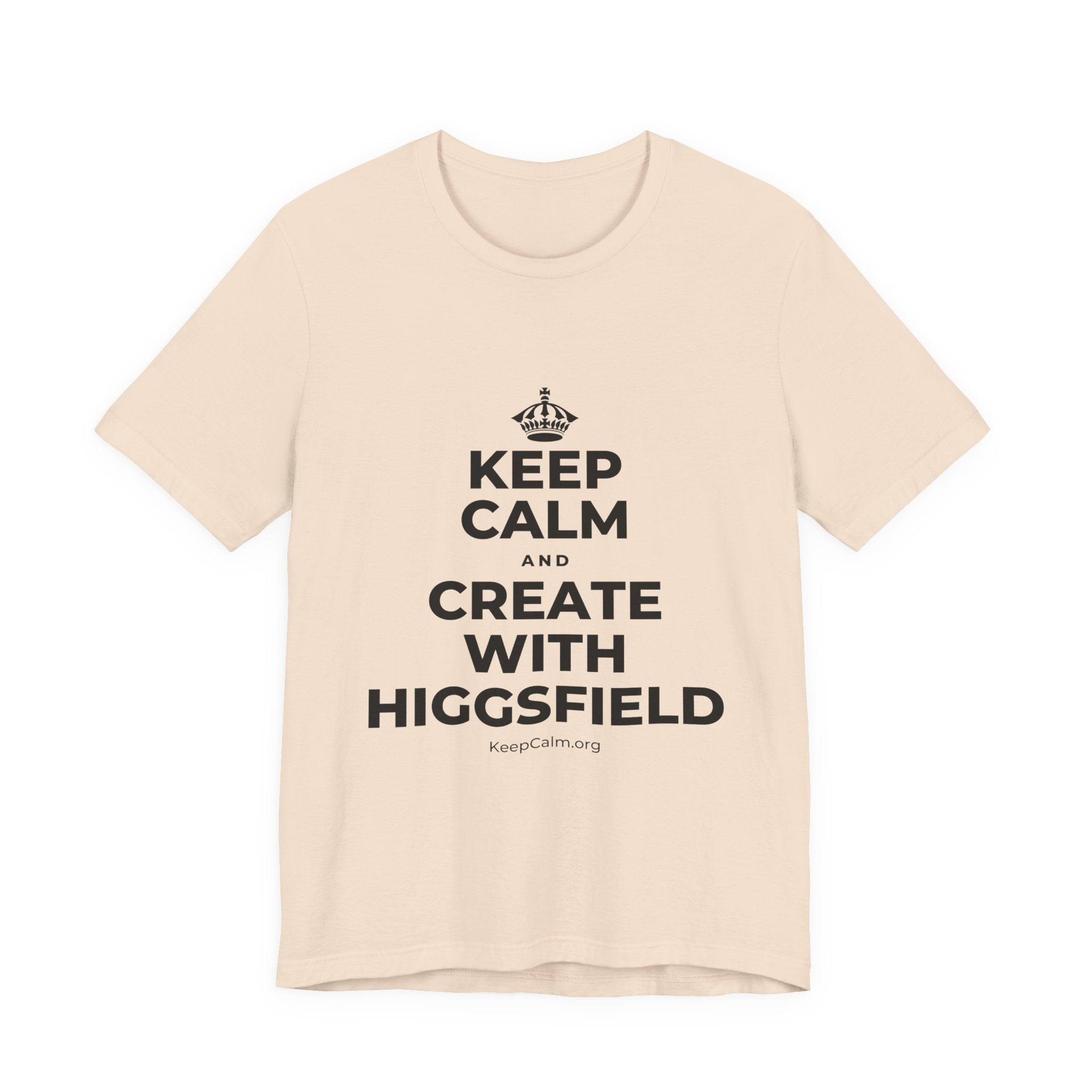 KEEP CALM AND CREATE WITH HIGGSFIELD T-Shirt (Soft Cream–Heather Mauve)