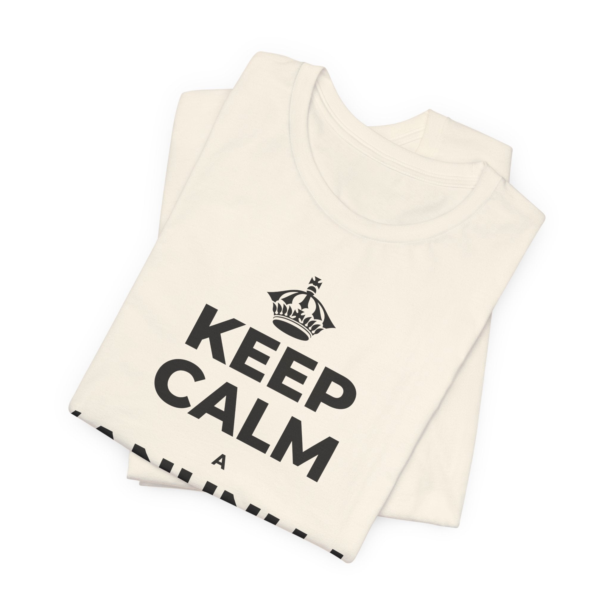 KEEP CALM A ʻANUNU I KEKAHI MANAWA T-Shirt (White–Asphalt)