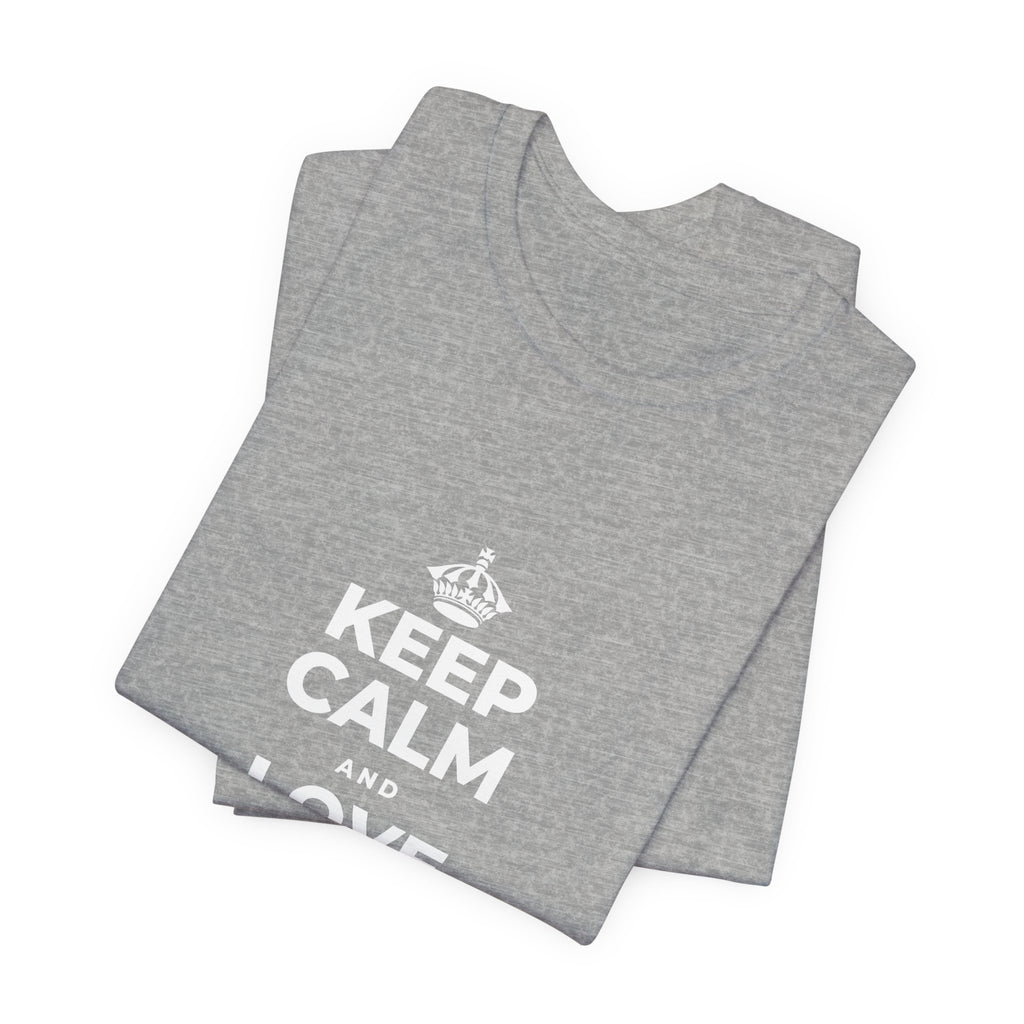 KEEP CALM AND LOVE WITHOUT POSSESSION T-Shirt (White–Asphalt)
