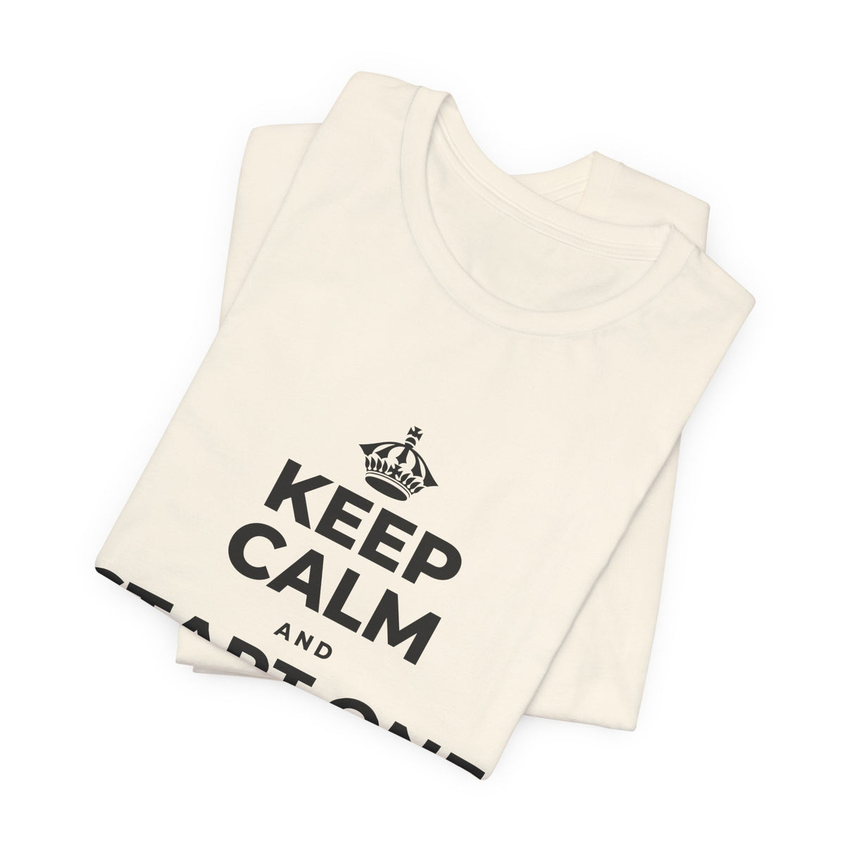 KEEP CALM AND START ONE FRESH PAGE T-Shirt (White–Asphalt)