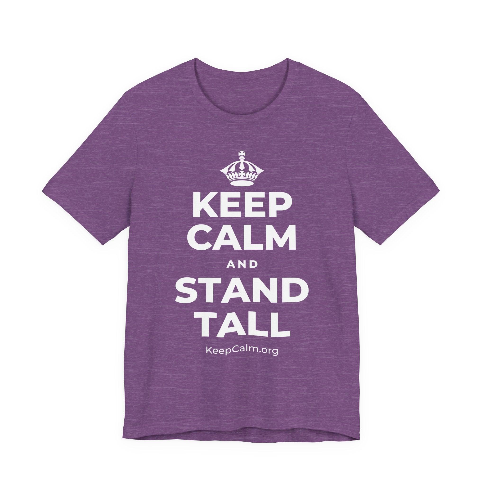 KEEP CALM AND STAND TALL T-Shirt (Baby Blue–Silver)