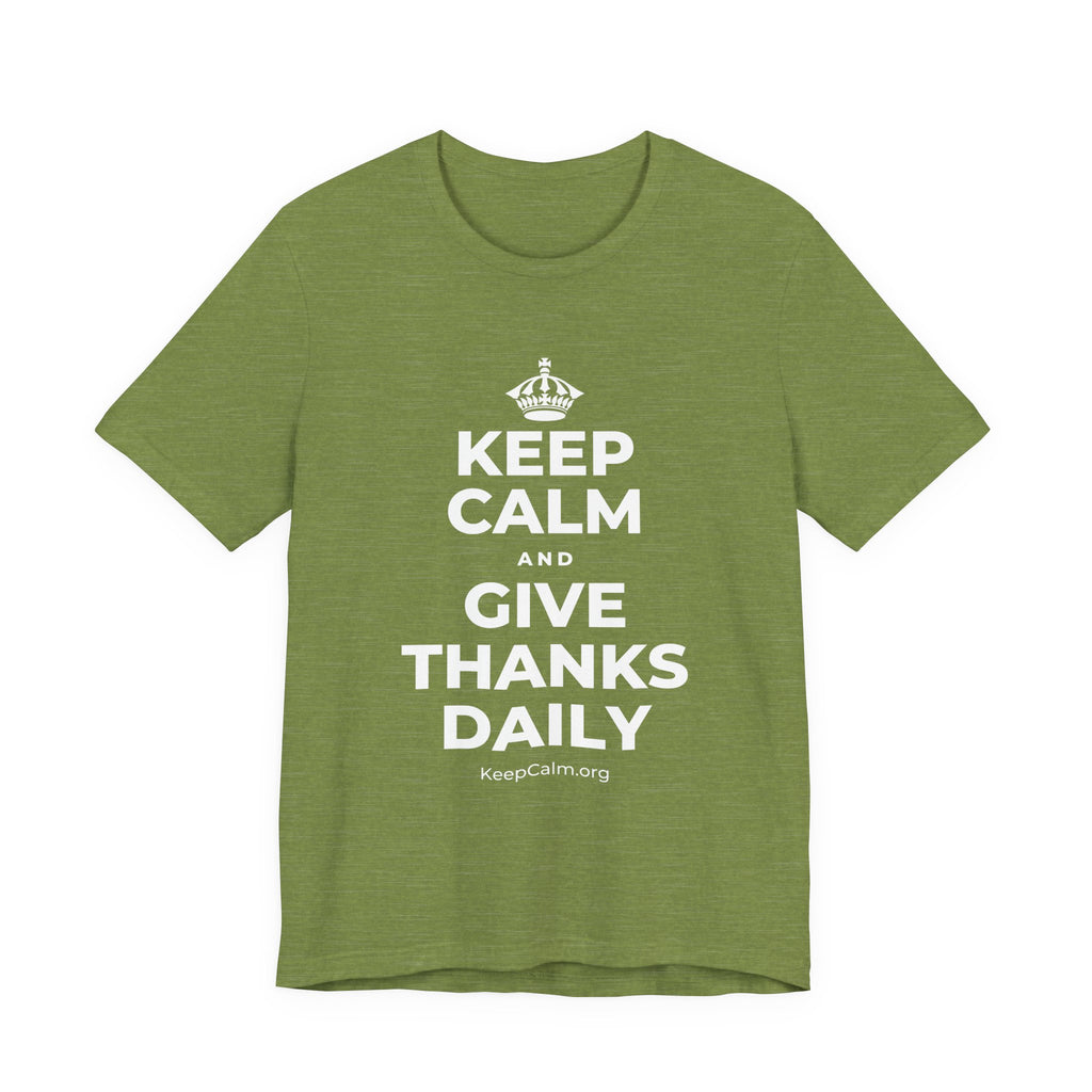 KEEP CALM AND GIVE THANKS DAILY T-Shirt (Baby Blue–Silver)