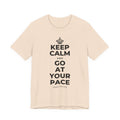 KEEP CALM AND GO AT YOUR PACE T-Shirt (Soft Cream–Heather Mauve)