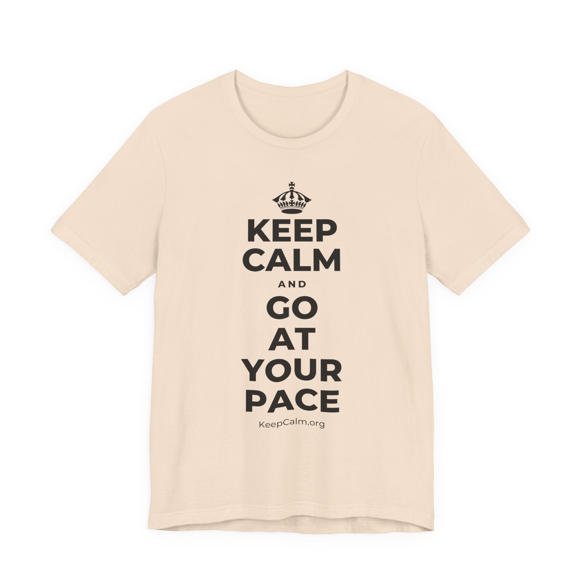 KEEP CALM AND GO AT YOUR PACE T-Shirt (Soft Cream–Heather Mauve)