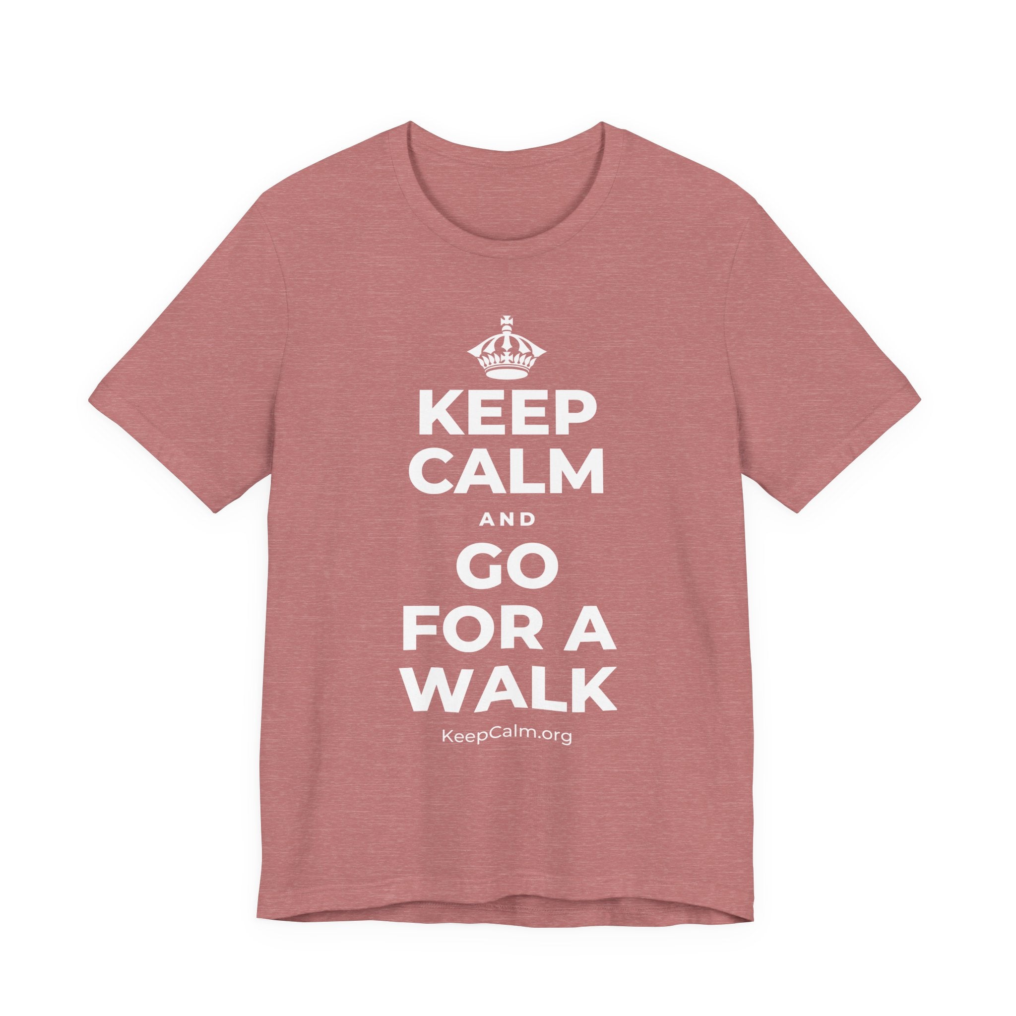 KEEP CALM AND GO FOR A WALK T-Shirt (Soft Cream–Heather Mauve)