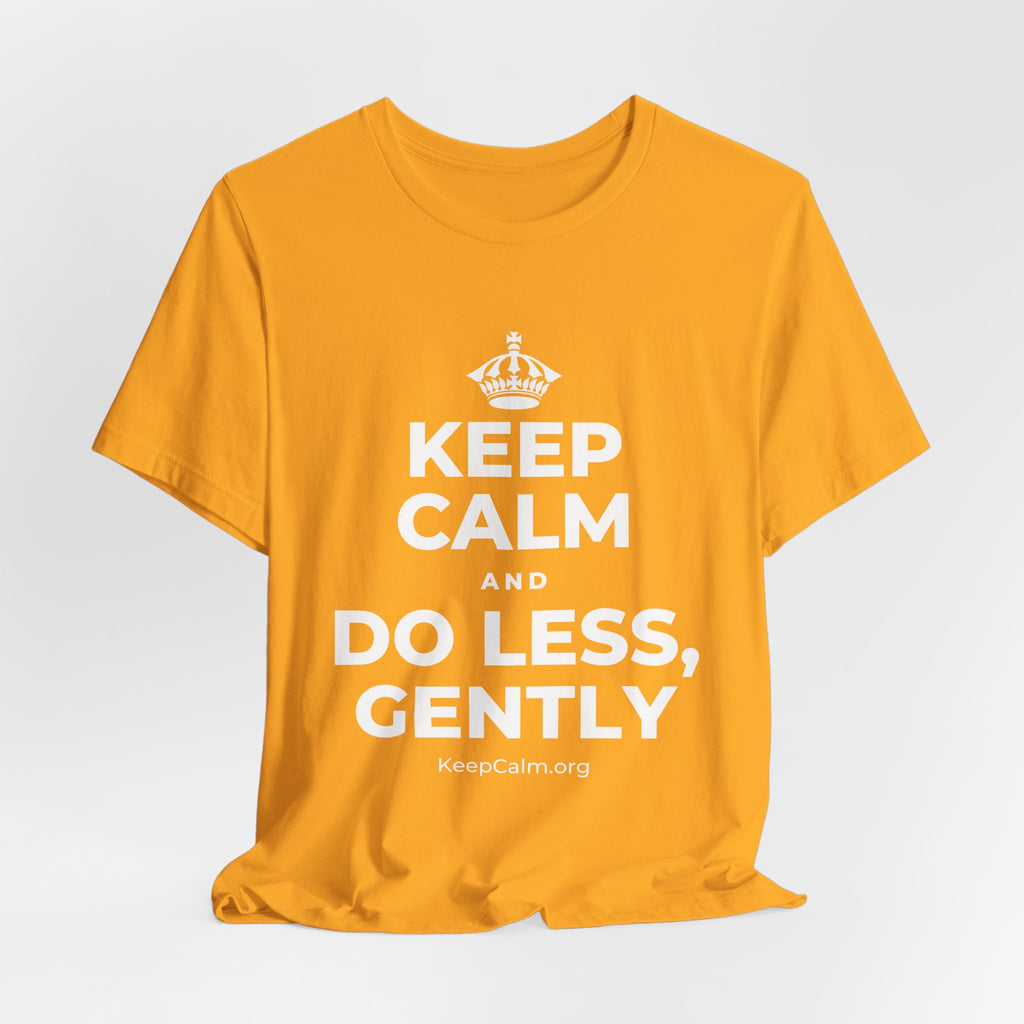 KEEP CALM AND DO LESS, GENTLY T-Shirt (Baby Blue–Silver)