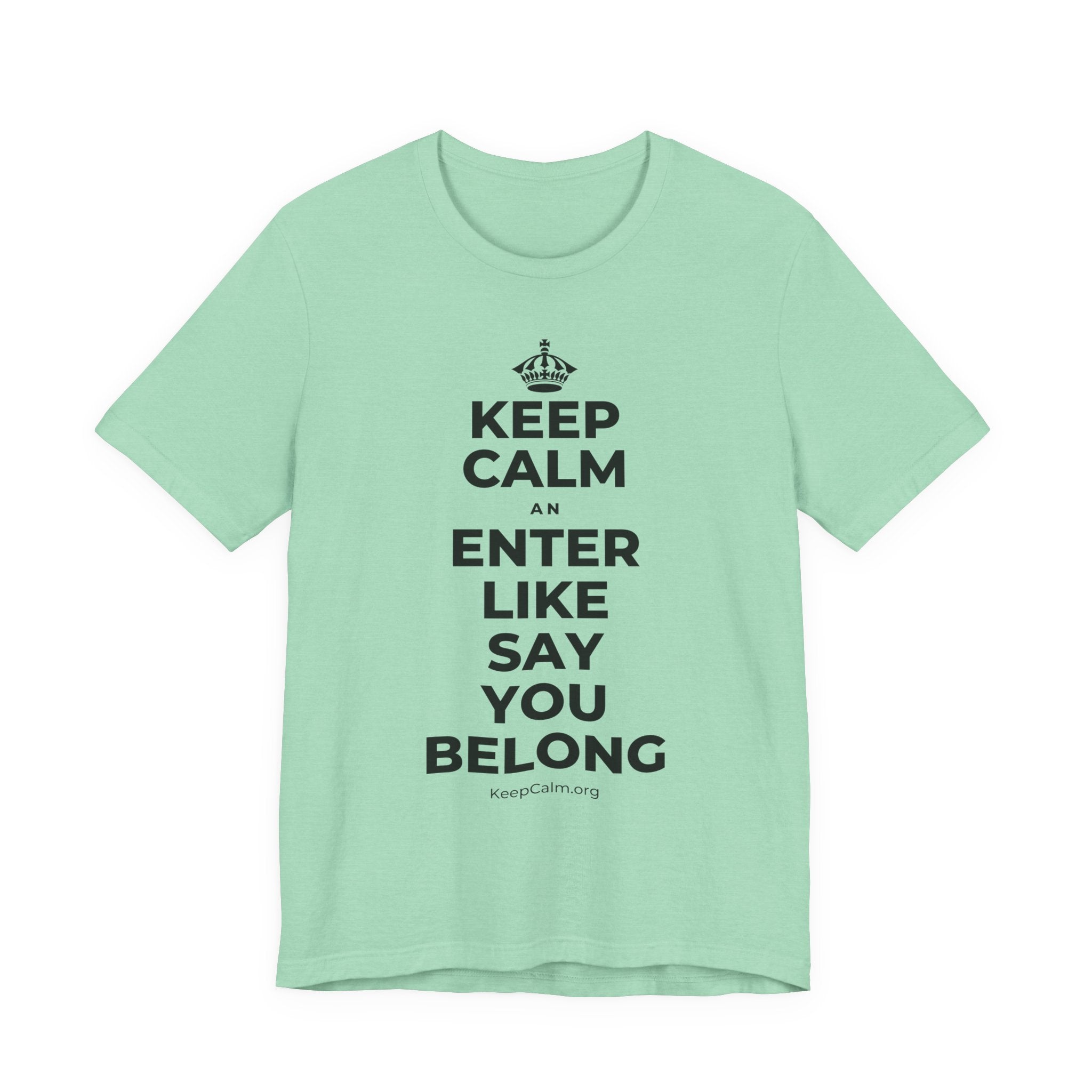 KEEP CALM AN ENTER LIKE SAY YOU BELONG T-Shirt (Baby Blue–Silver)