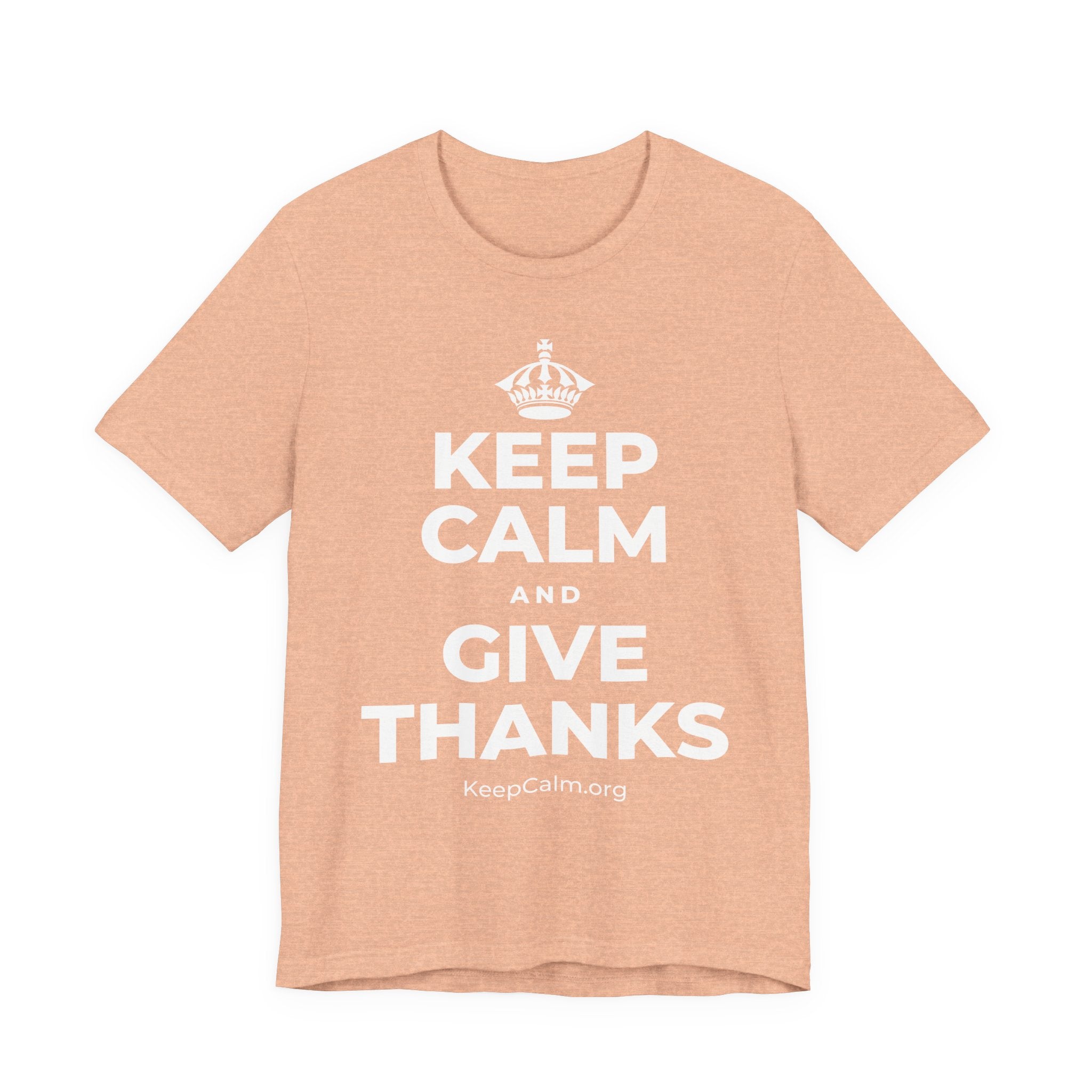 KEEP CALM AND GIVE THANKS T-Shirt (Soft Cream–Heather Mauve)