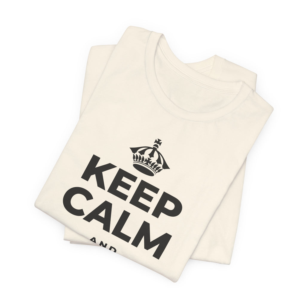 KEEP CALM AND SHINE ON T-Shirt (White–Asphalt)
