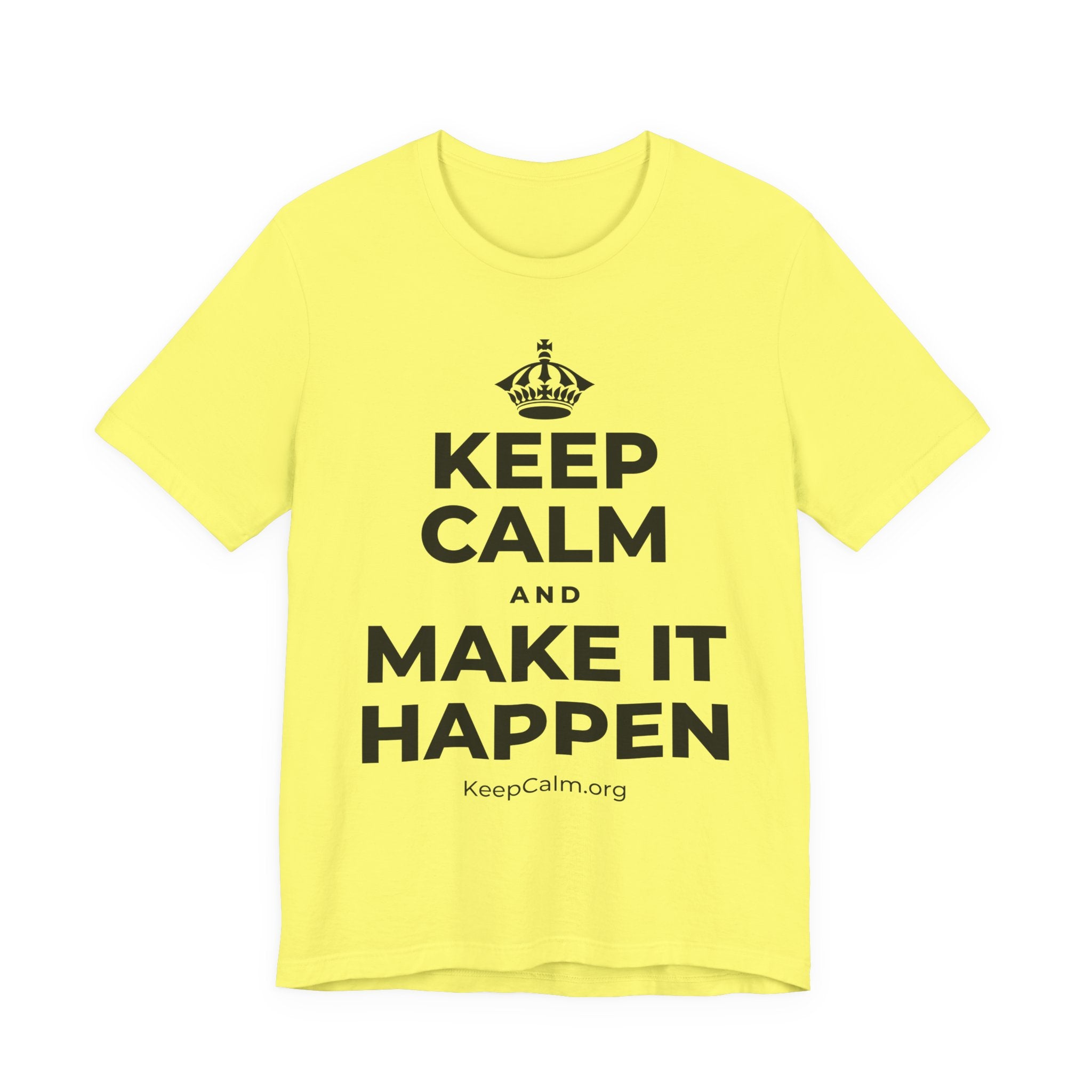 KEEP CALM AND MAKE IT HAPPEN T-Shirt (Soft Cream–Heather Mauve)