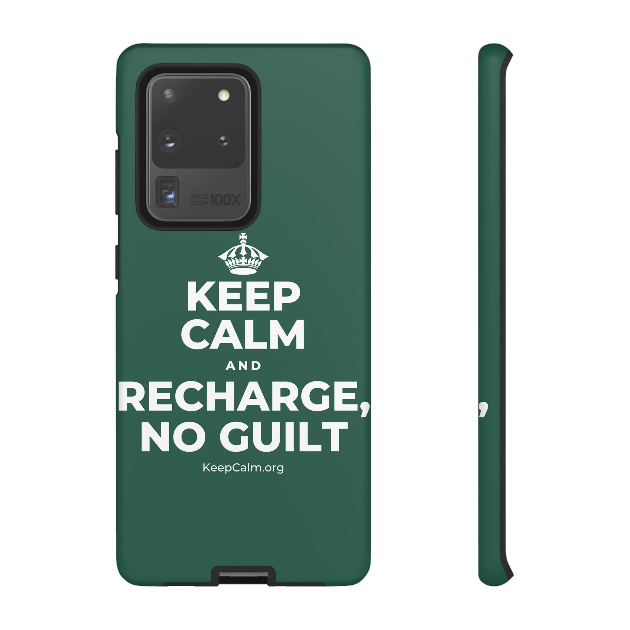 KEEP CALM AND RECHARGE, NO GUILT Phone Case