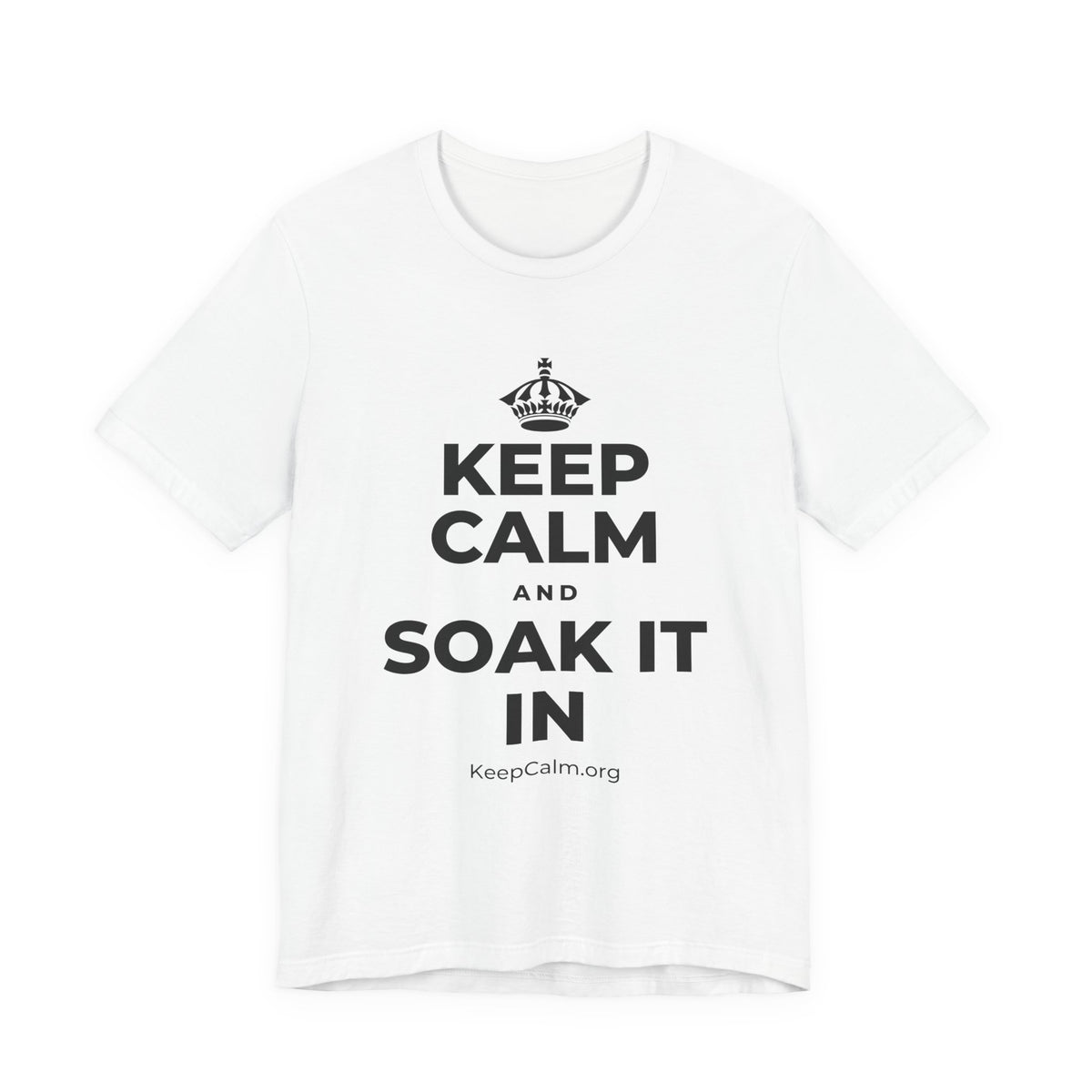 KEEP CALM AND SOAK IT IN T-Shirt (White–Asphalt)