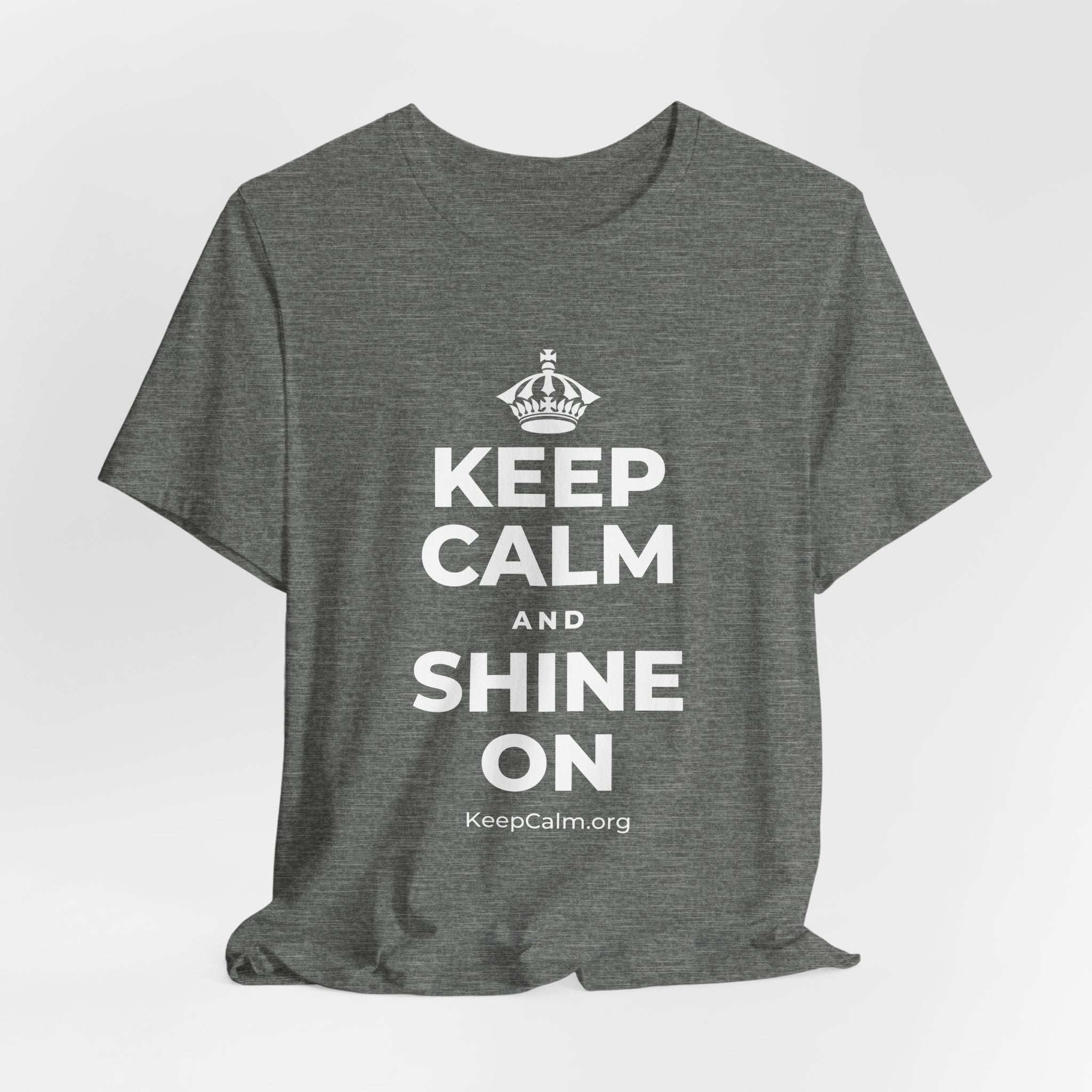 KEEP CALM AND SHINE ON T-Shirt (Baby Blue–Silver)