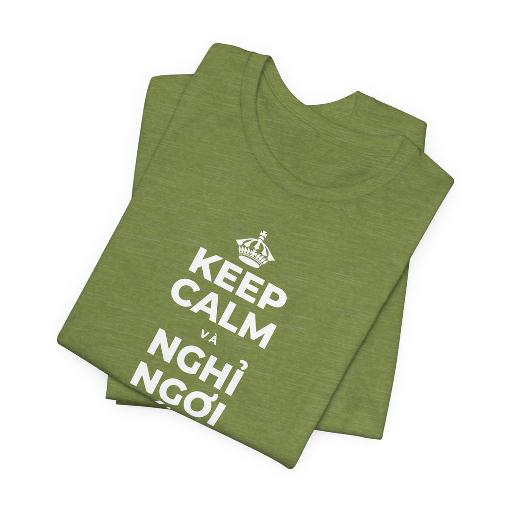 KEEP CALM VÀ NGHỈ NGƠI XỨNG ĐÁNG CỦA BẠN T-Shirt (Baby Blue–Silver)