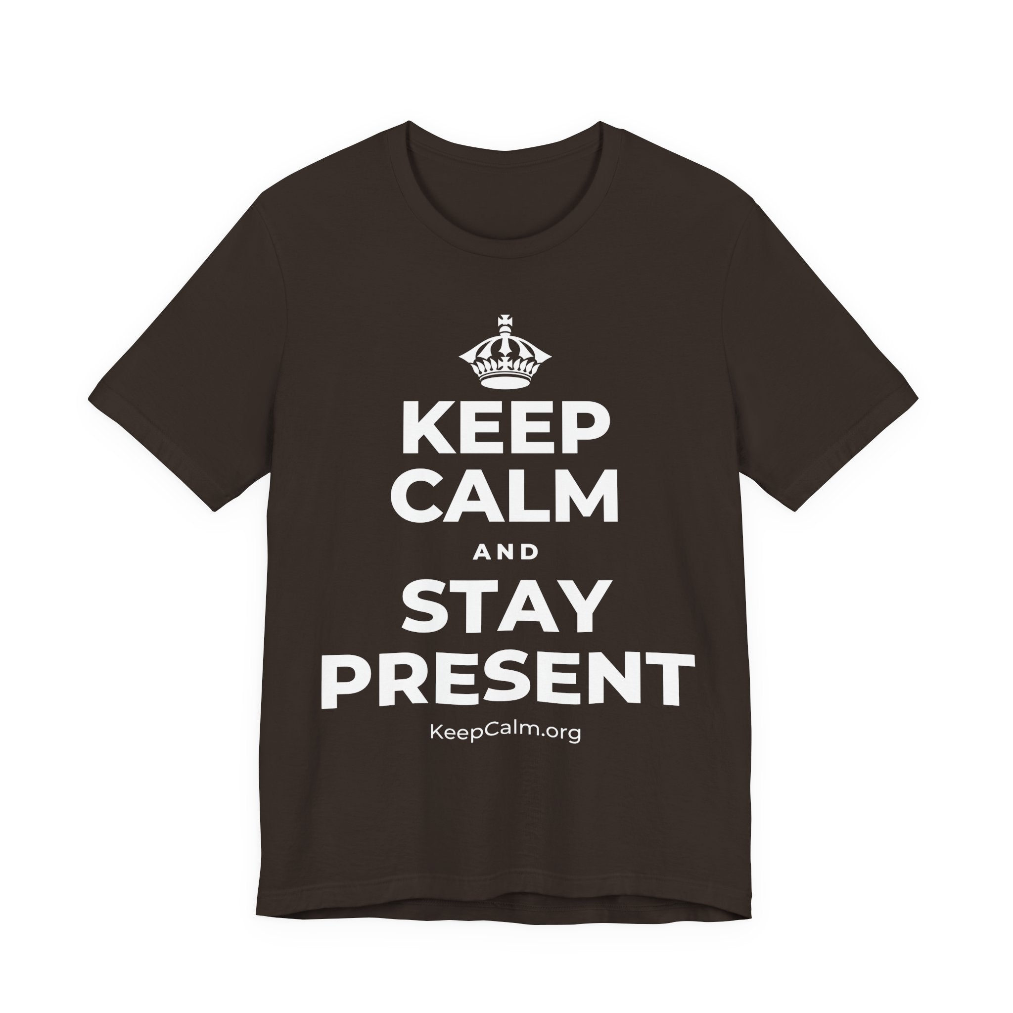 KEEP CALM AND STAY PRESENT T-Shirt (Soft Cream–Heather Mauve)