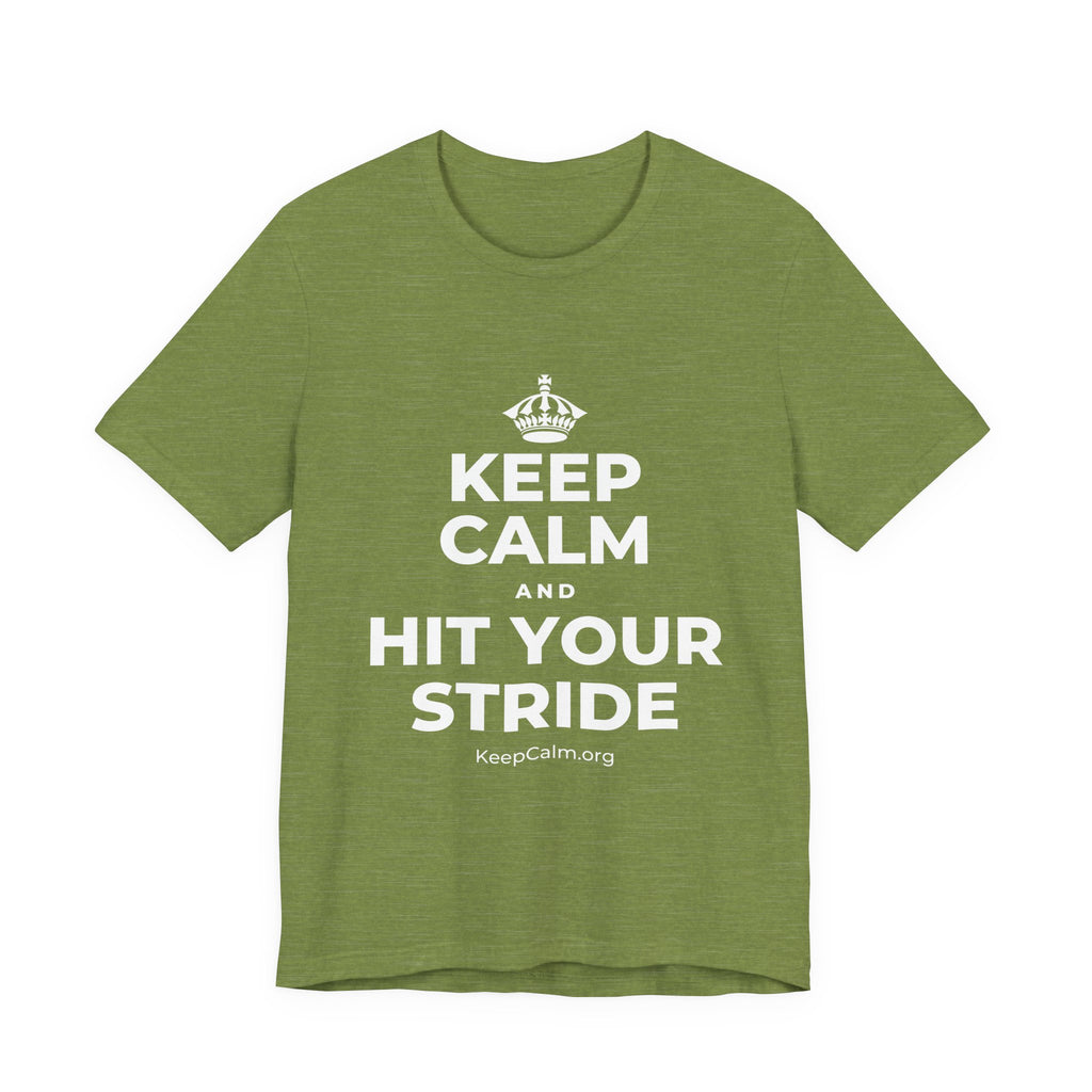 KEEP CALM AND HIT YOUR STRIDE T-Shirt (Baby Blue–Silver)