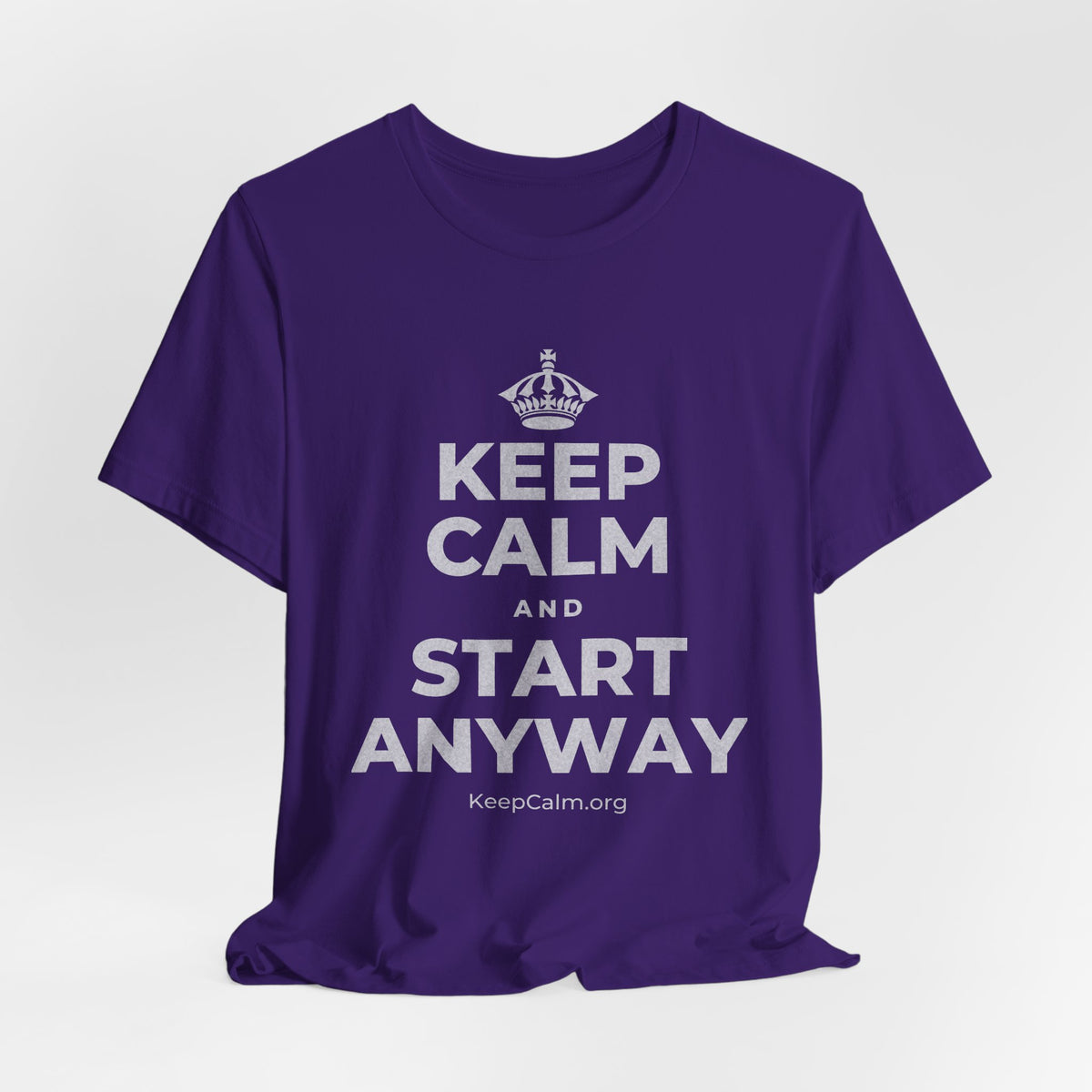 KEEP CALM AND START ANYWAY T-Shirt (Soft Cream–Heather Mauve)