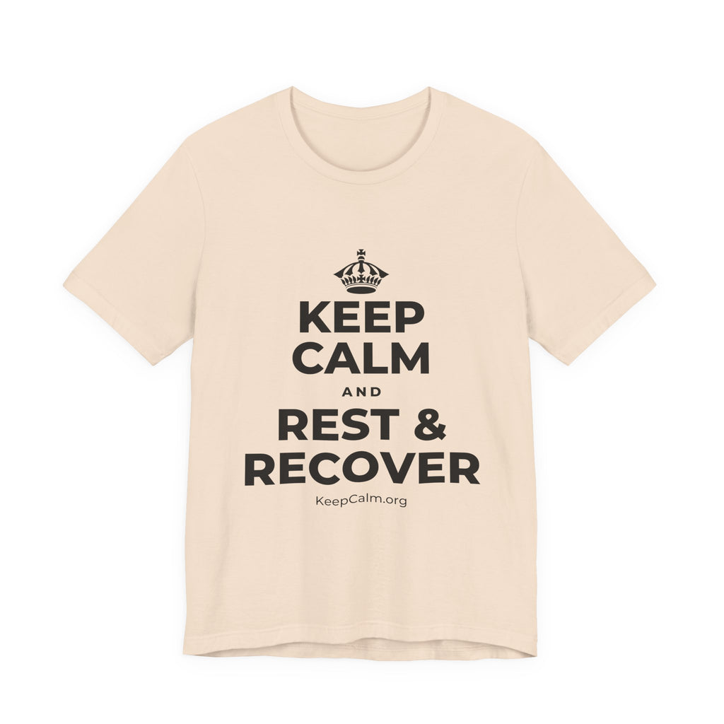 KEEP CALM AND REST & RECOVER T-Shirt (Soft Cream–Heather Mauve)