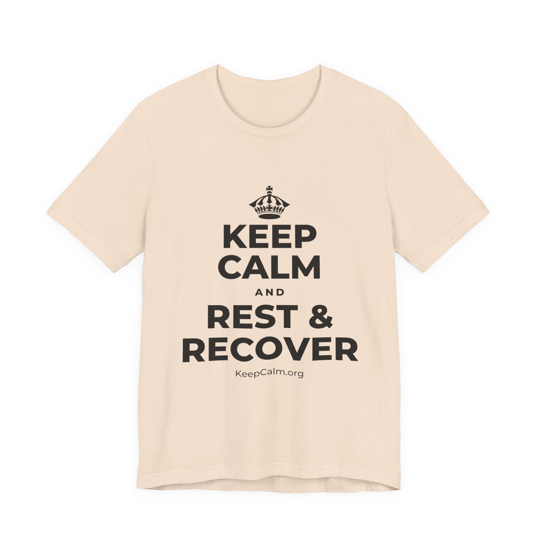 KEEP CALM AND REST & RECOVER T-Shirt (Soft Cream–Heather Mauve)